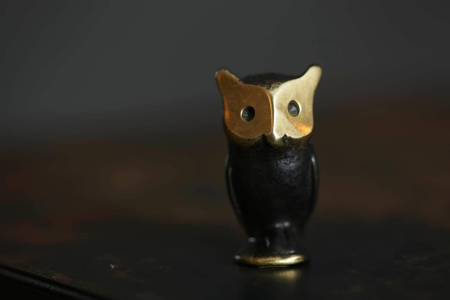 Blackened Walter Bosse Owl Brass Figurine by Hertha Baller