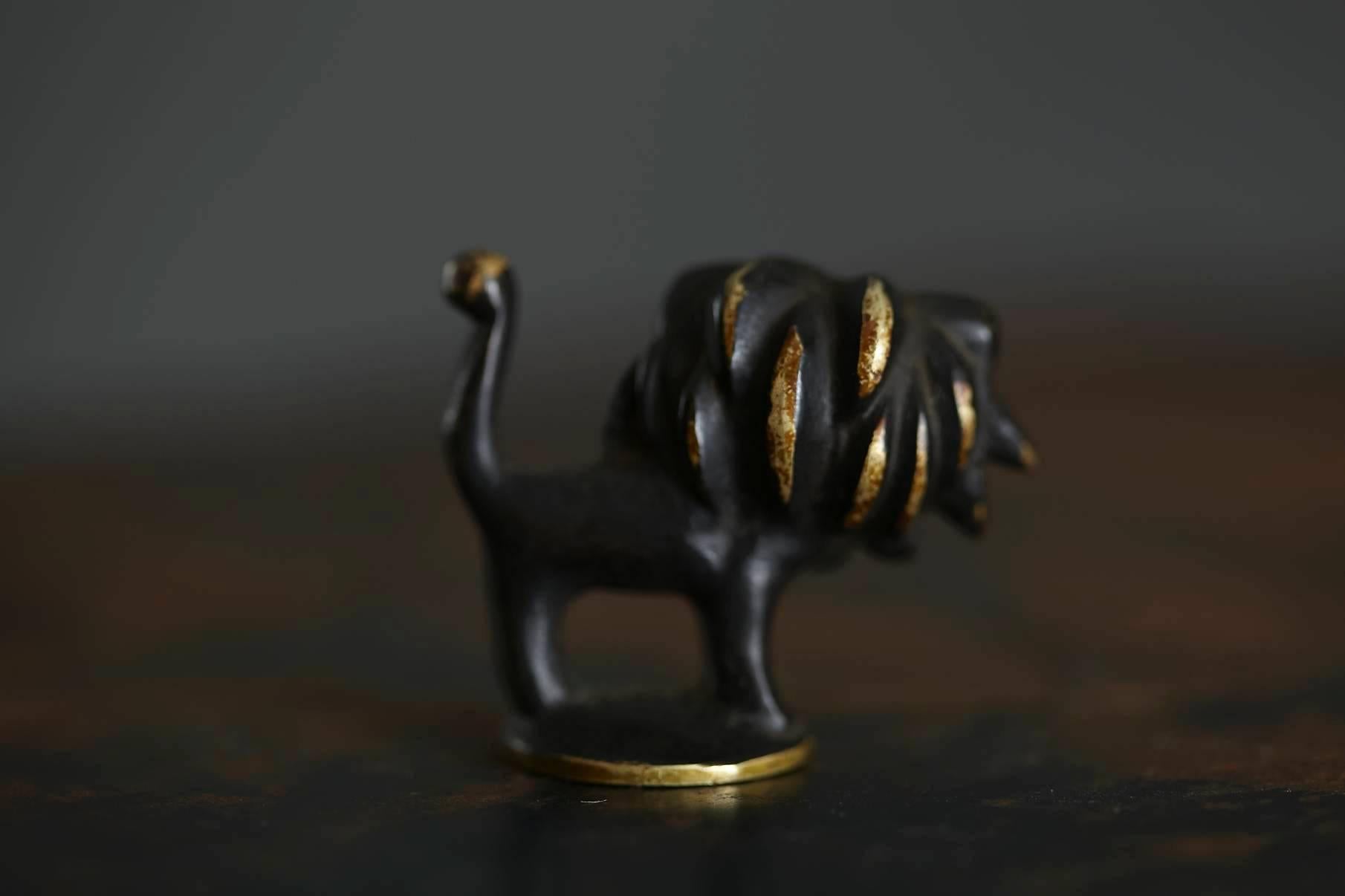 Mid-Century Modern Walter Bosse Lion Brass Figurine by Hertha Baller