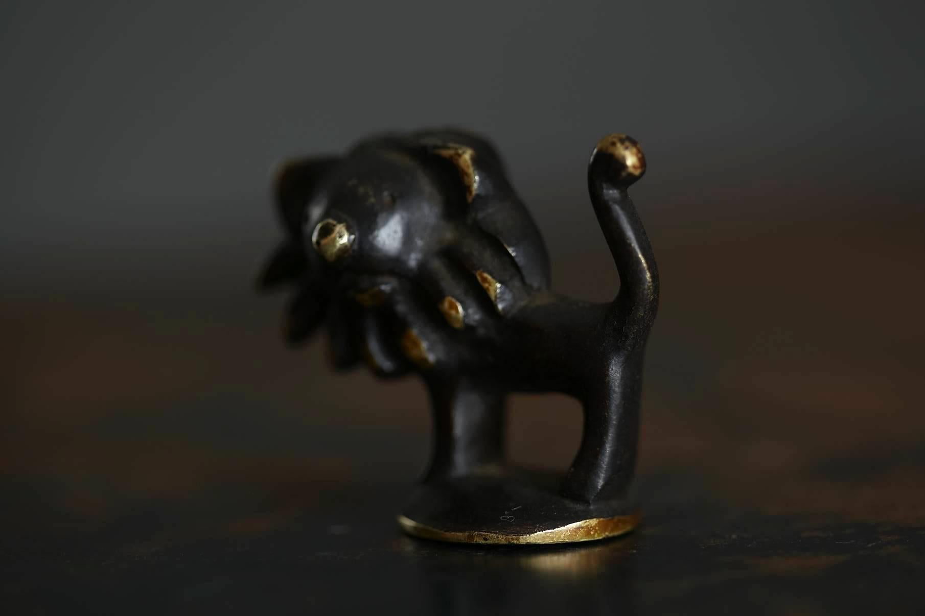 Austrian Walter Bosse Lion Brass Figurine by Hertha Baller