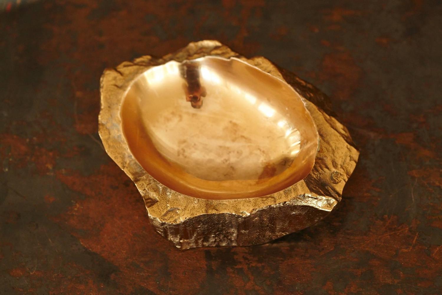 Pair of Gilded Nugget or Rock Like Very Heavy Paperweights, Signed