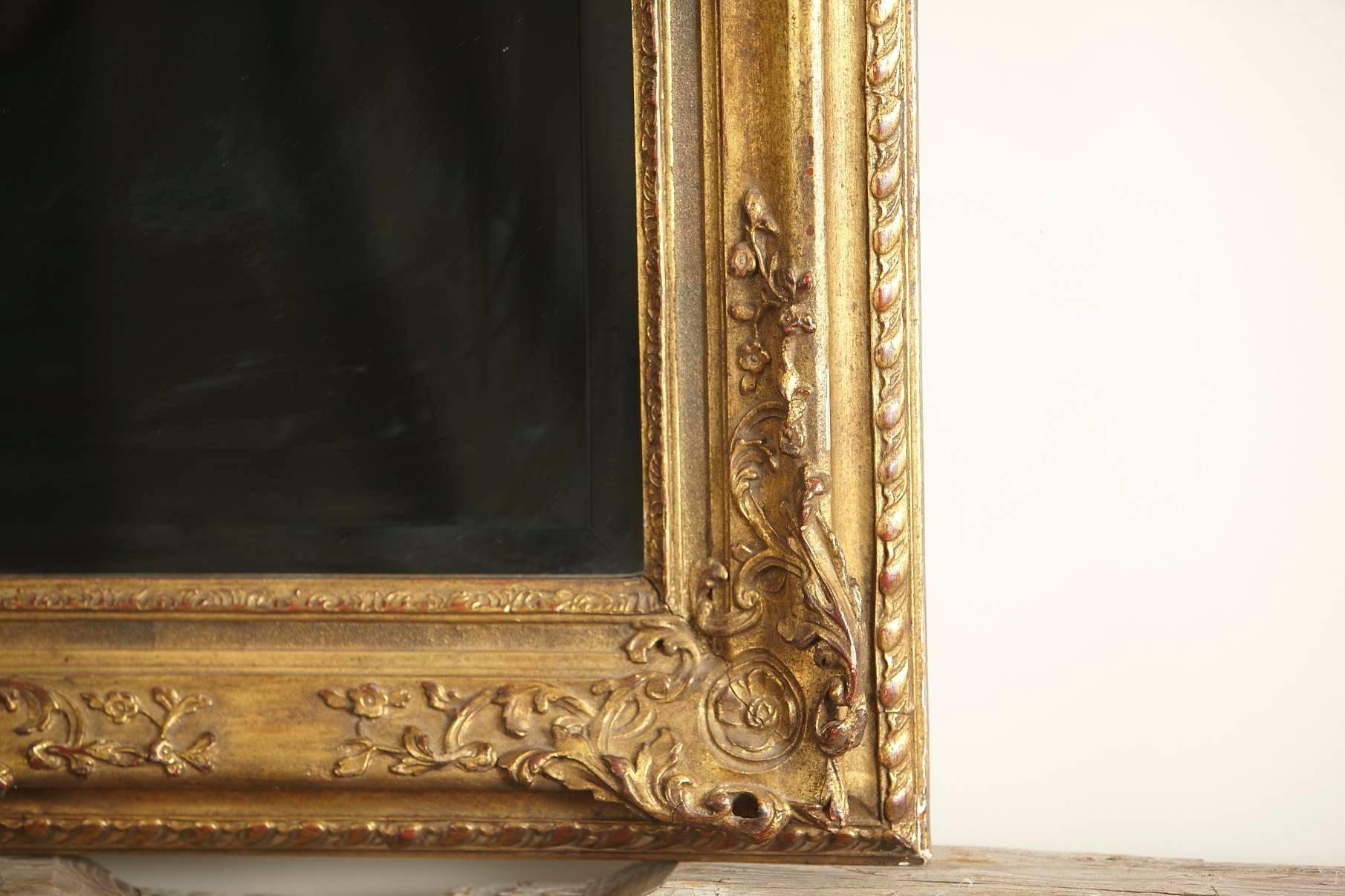 20th Century Large Gilded French Louis XIV Style Mirror