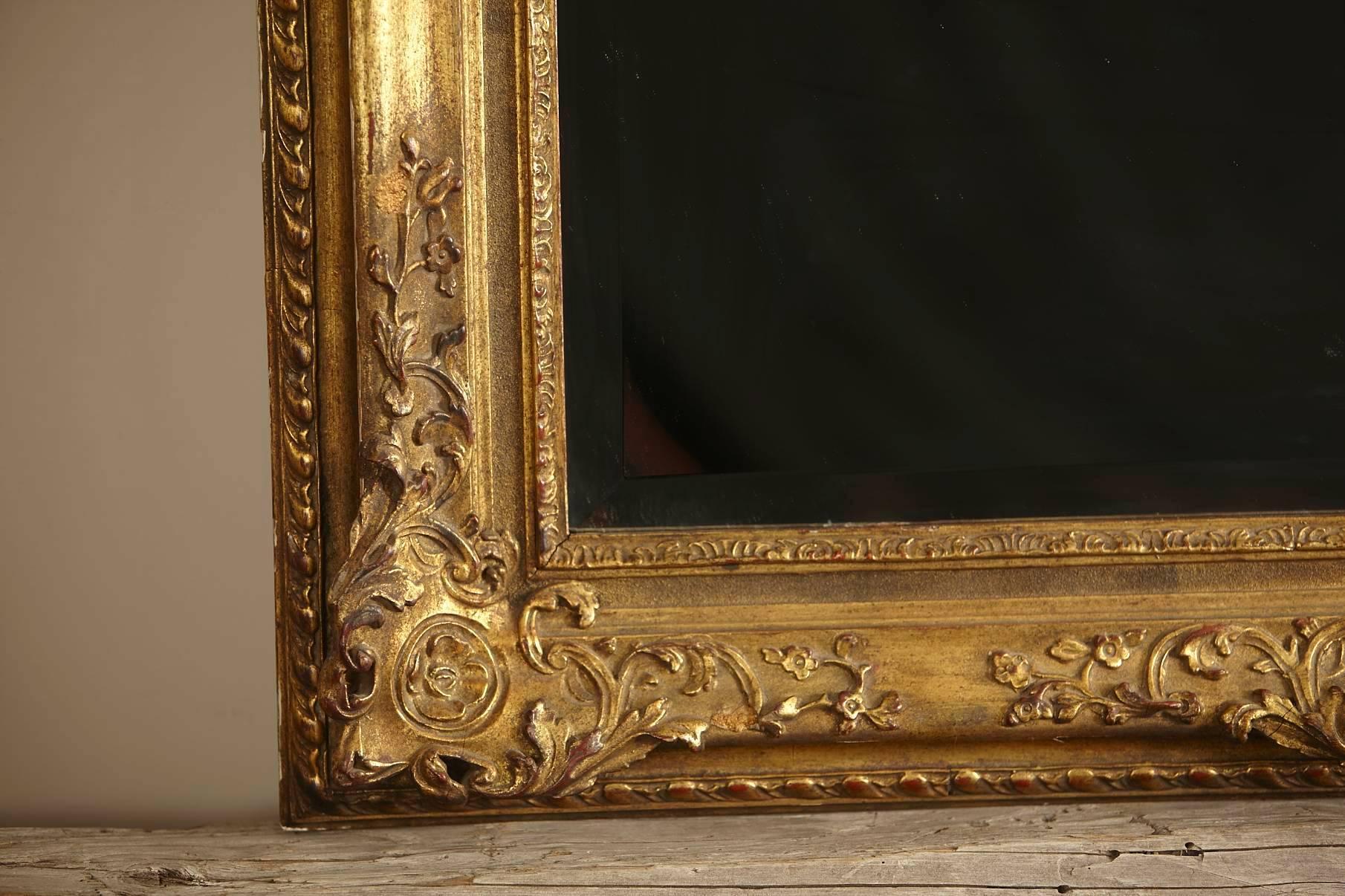 Giltwood Large Gilded French Louis XIV Style Mirror