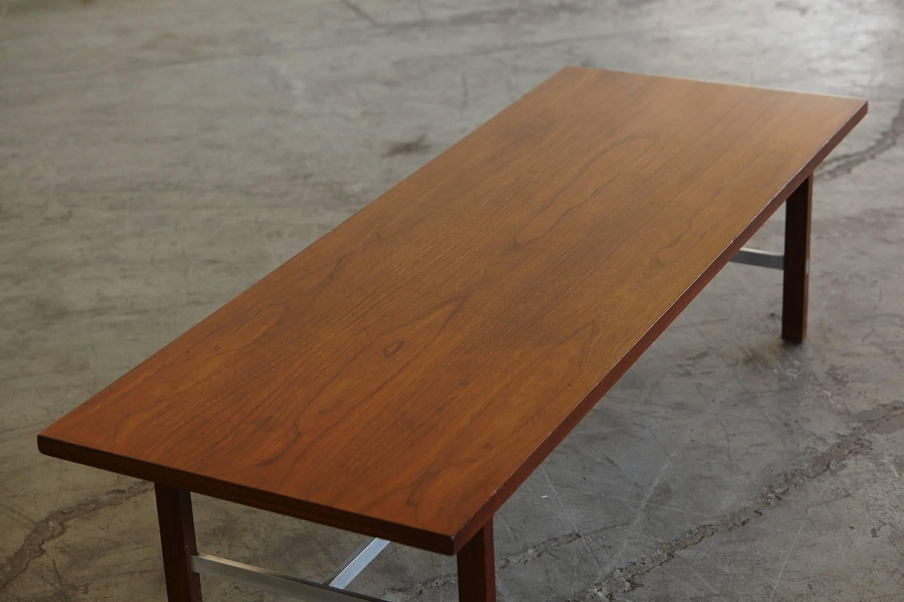 Paul McCobb Walnut and Aluminum Coffee Table for Calvin Furniture 2