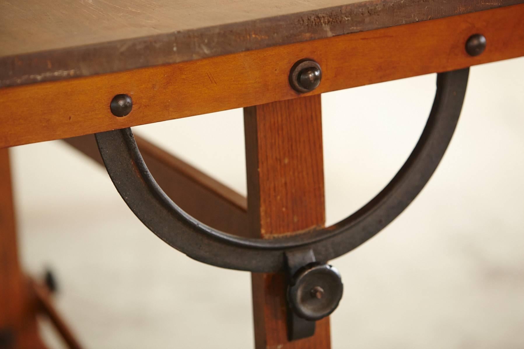 Antique Industrial American Oak Drafting Table 4