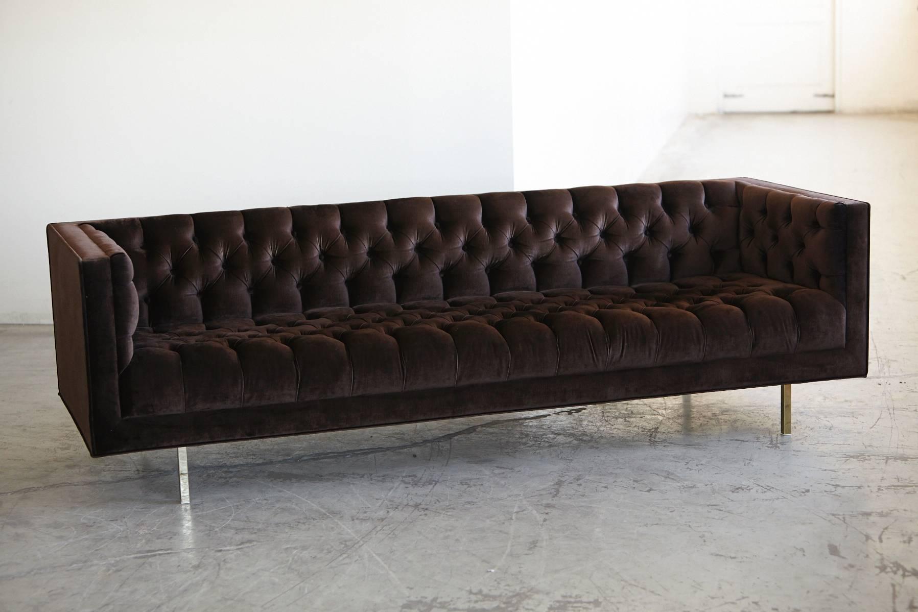 chocolate velvet sofa