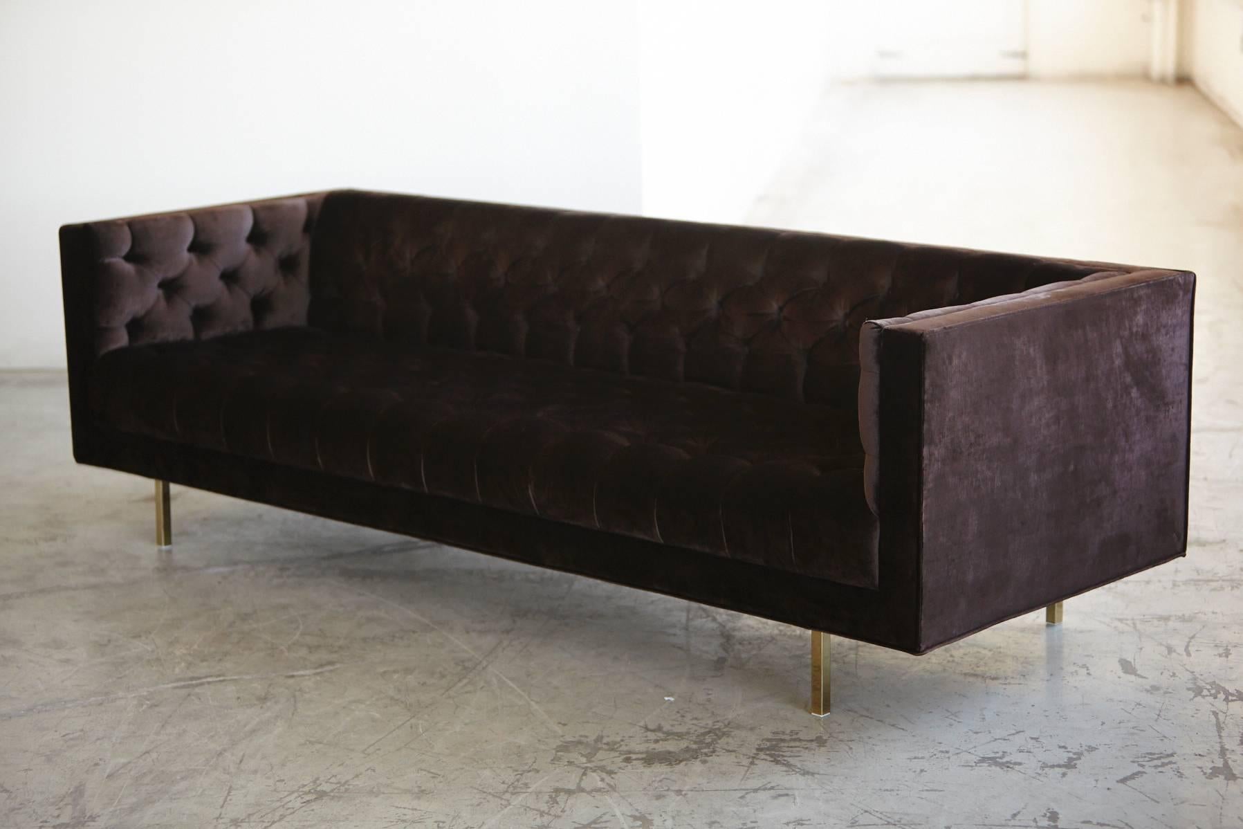 chocolate brown velvet sofa