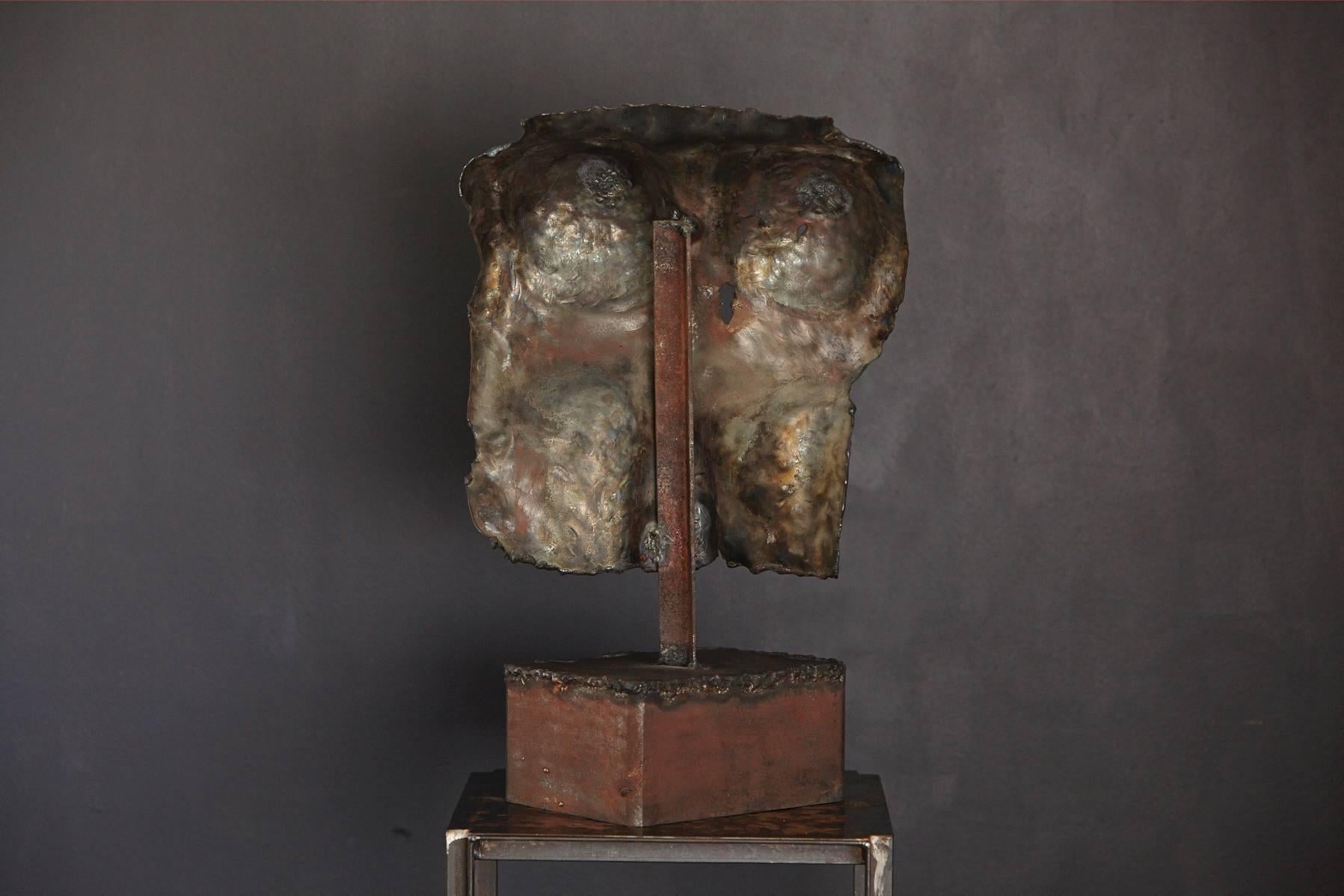 Welded Brutalist Style Bronze Sculpture of a Female Torso For Sale