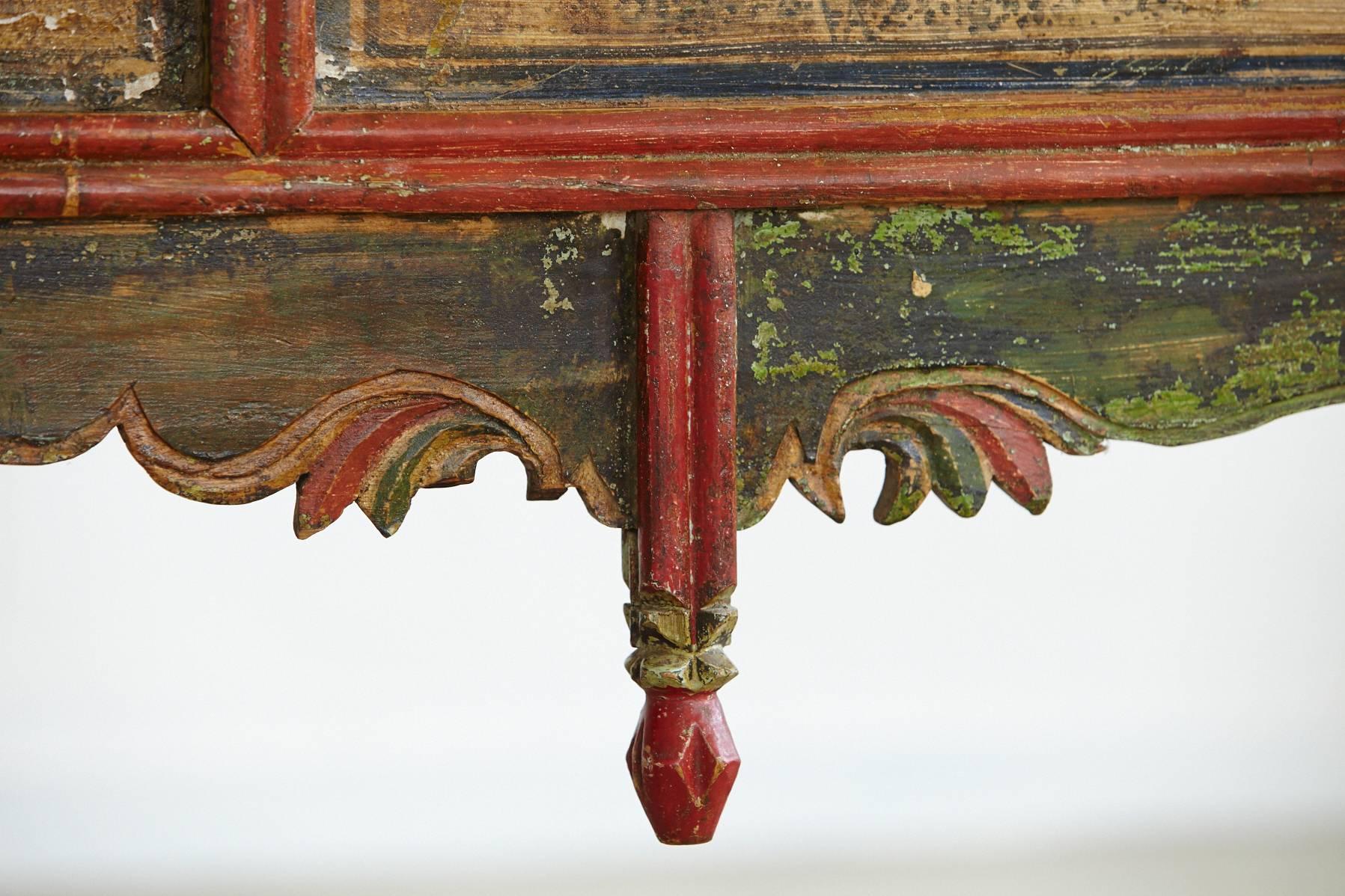 Elm Long Antique Hand-Carved and Painted Chinese Altar Table