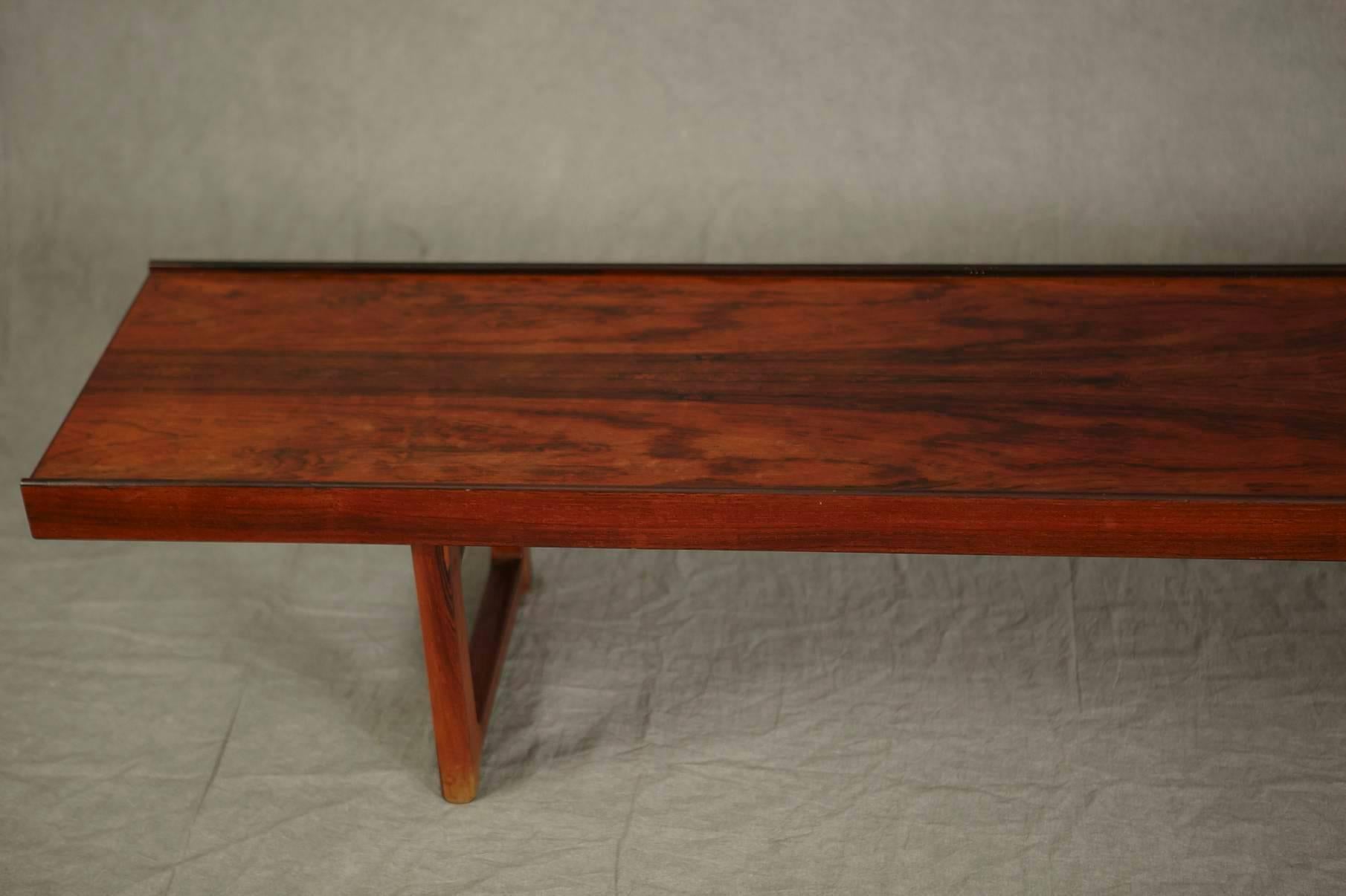 Scandinavian Modern Minimalist Rosewood Bench 'Korbo' by Torbjørn Afdal for Mellemstrands / Bruksbo For Sale