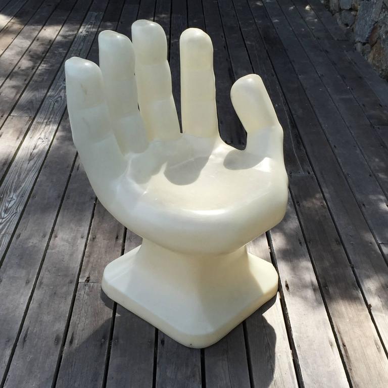 Pop Art Oversized Hand White Hard Plastic Chair, 1970s at