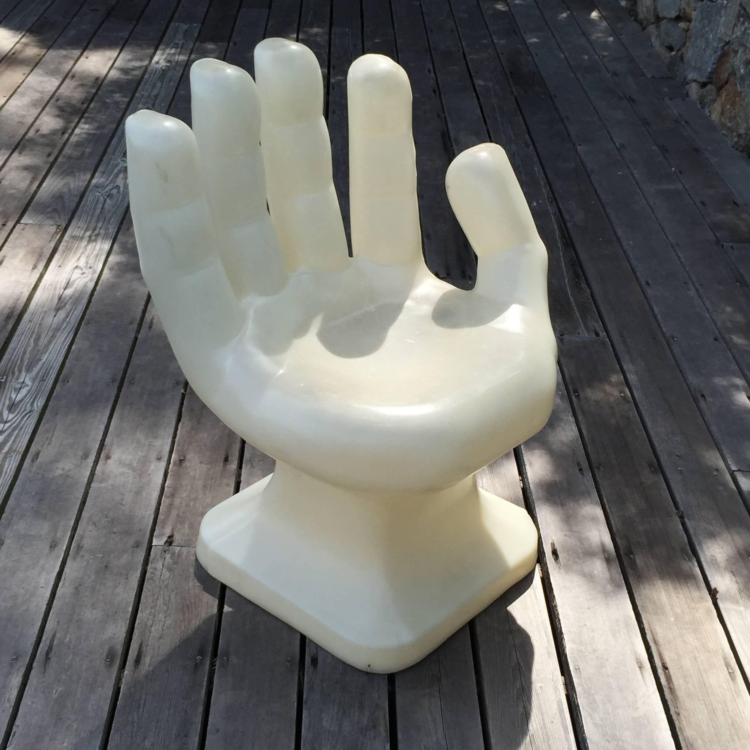 Modern Pop Art Oversized Hand White Hard Plastic Chair, 1970s