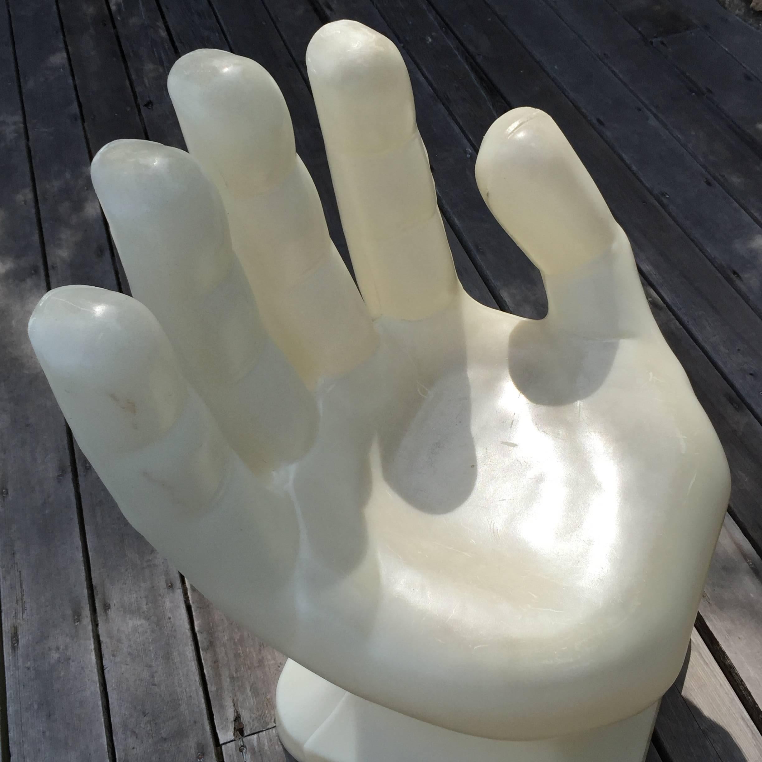 American Pop Art Oversized Hand White Hard Plastic Chair, 1970s