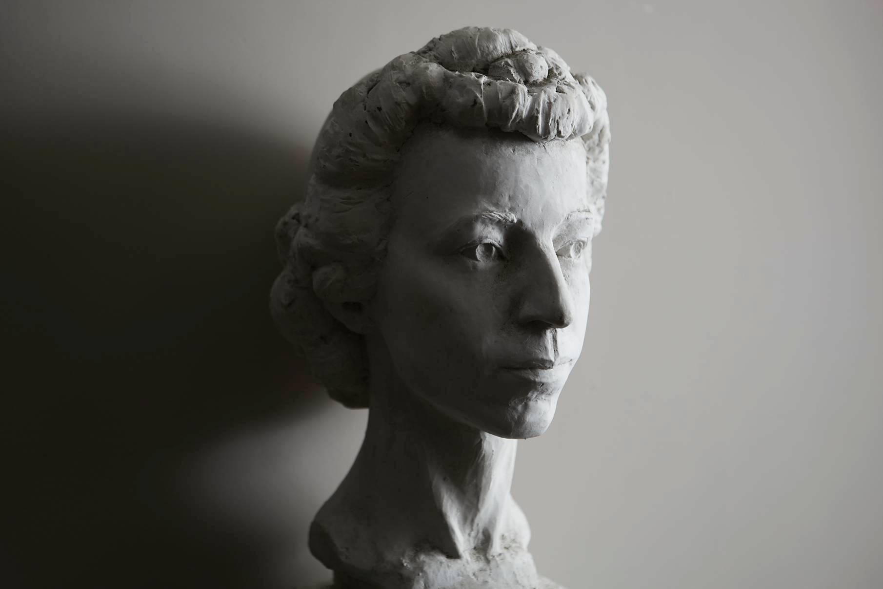 Mid-20th Century Large Raw Plaster Bust of Her Majesty Queen Elizabeth II