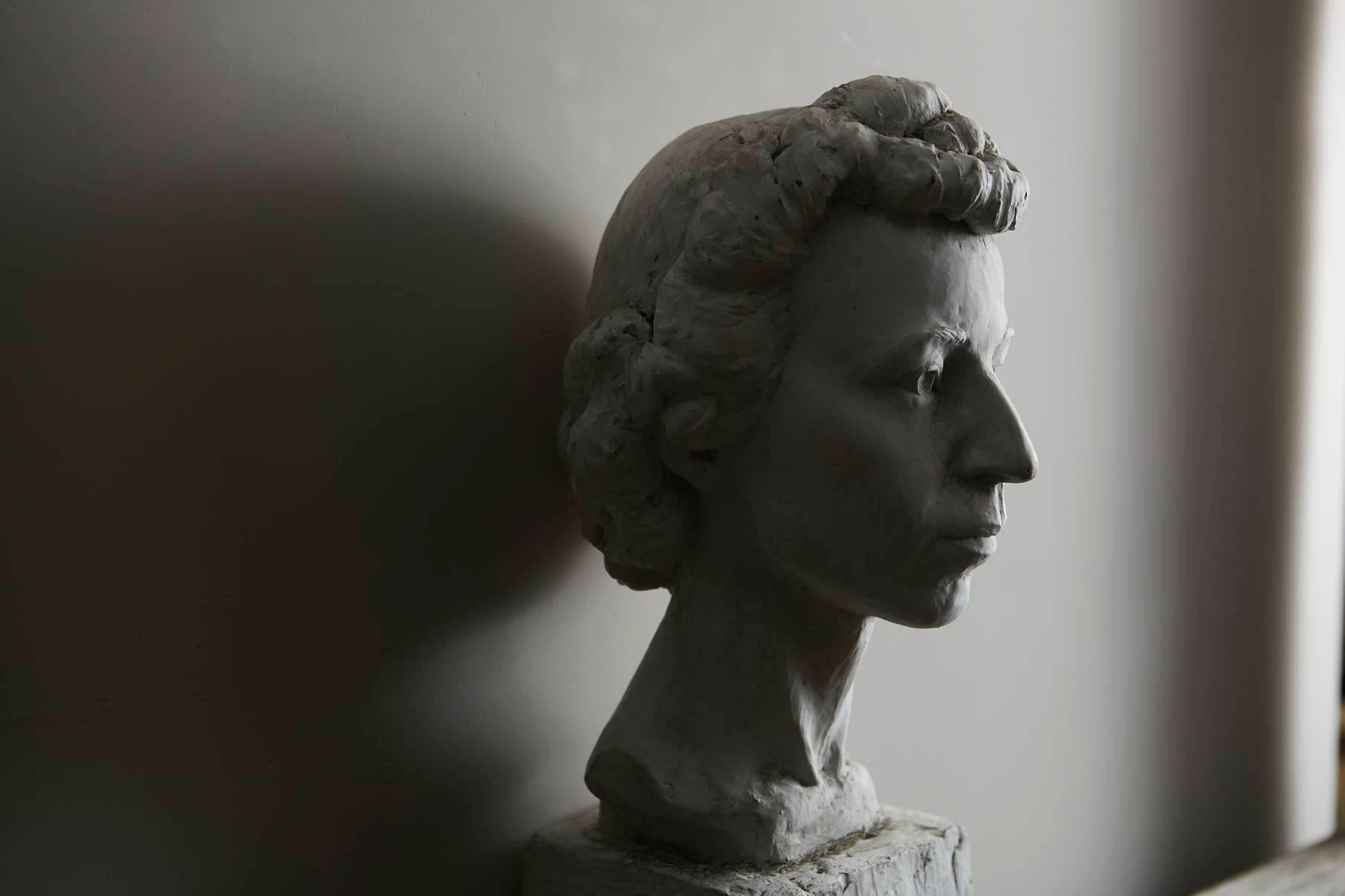Large Raw Plaster Bust of Her Majesty Queen Elizabeth II 1