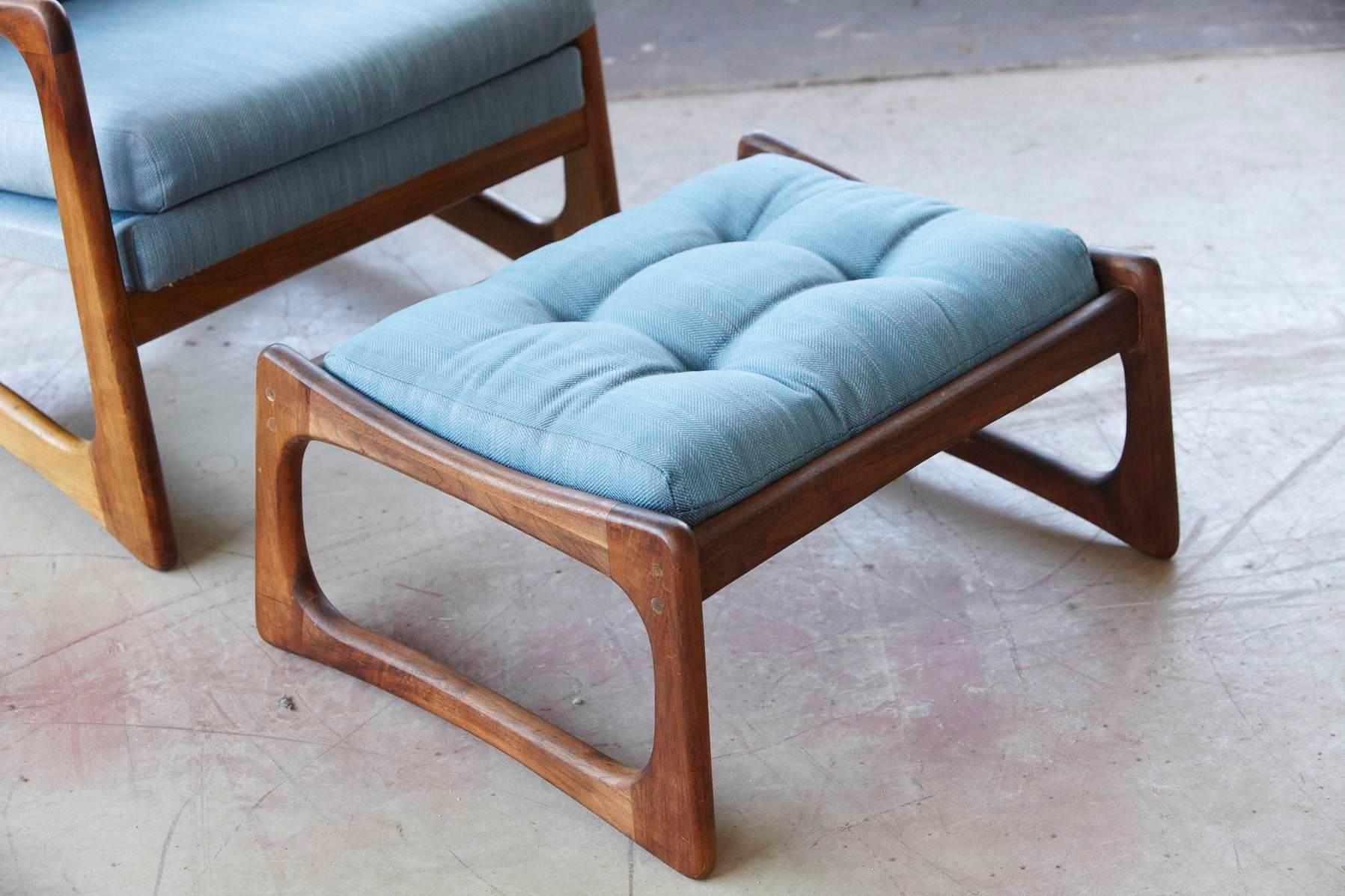 Walnut Lounge Chair and Ottoman by Adrian Pearsall 2