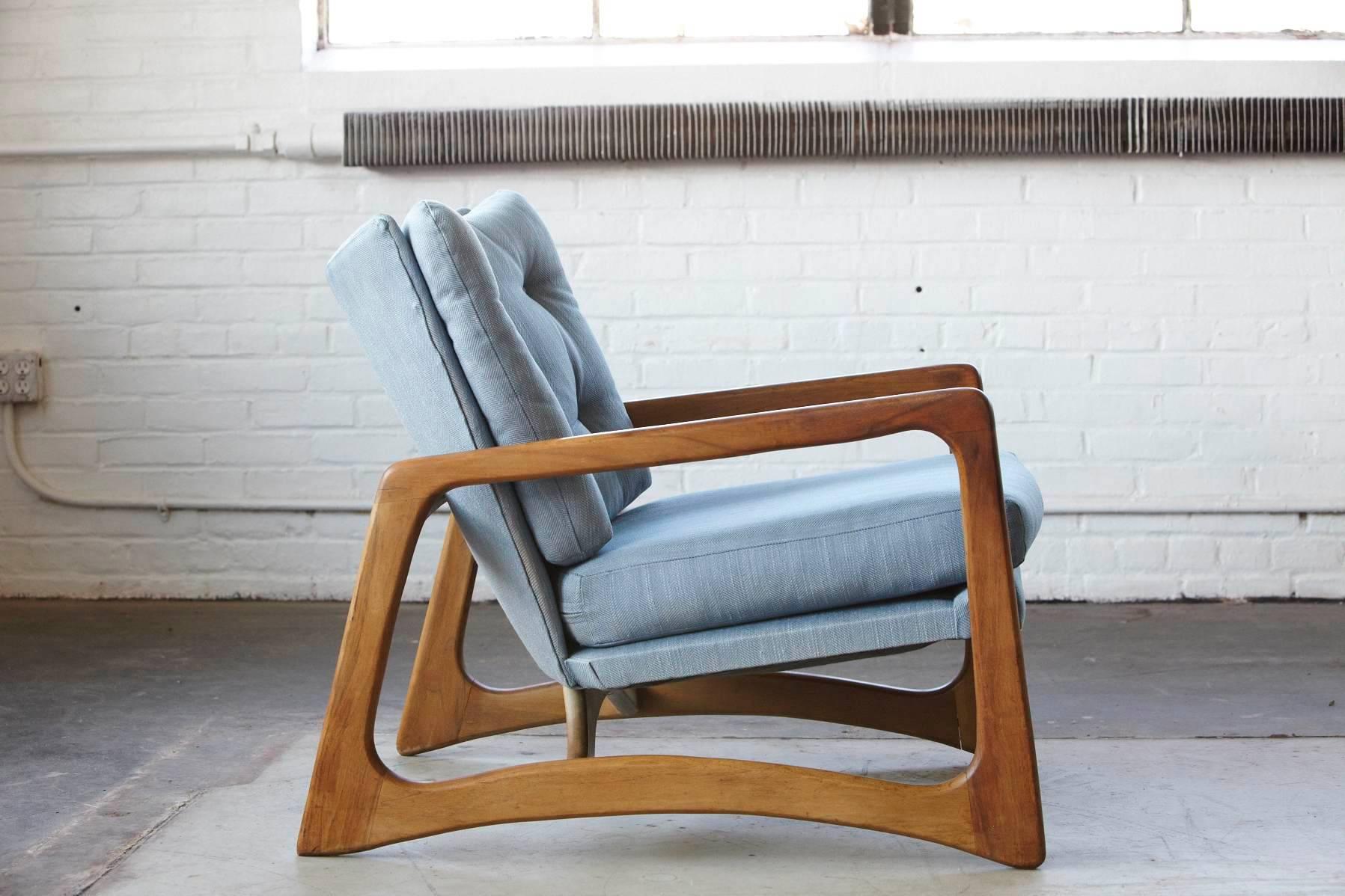 Mid-20th Century Walnut Lounge Chair and Ottoman by Adrian Pearsall
