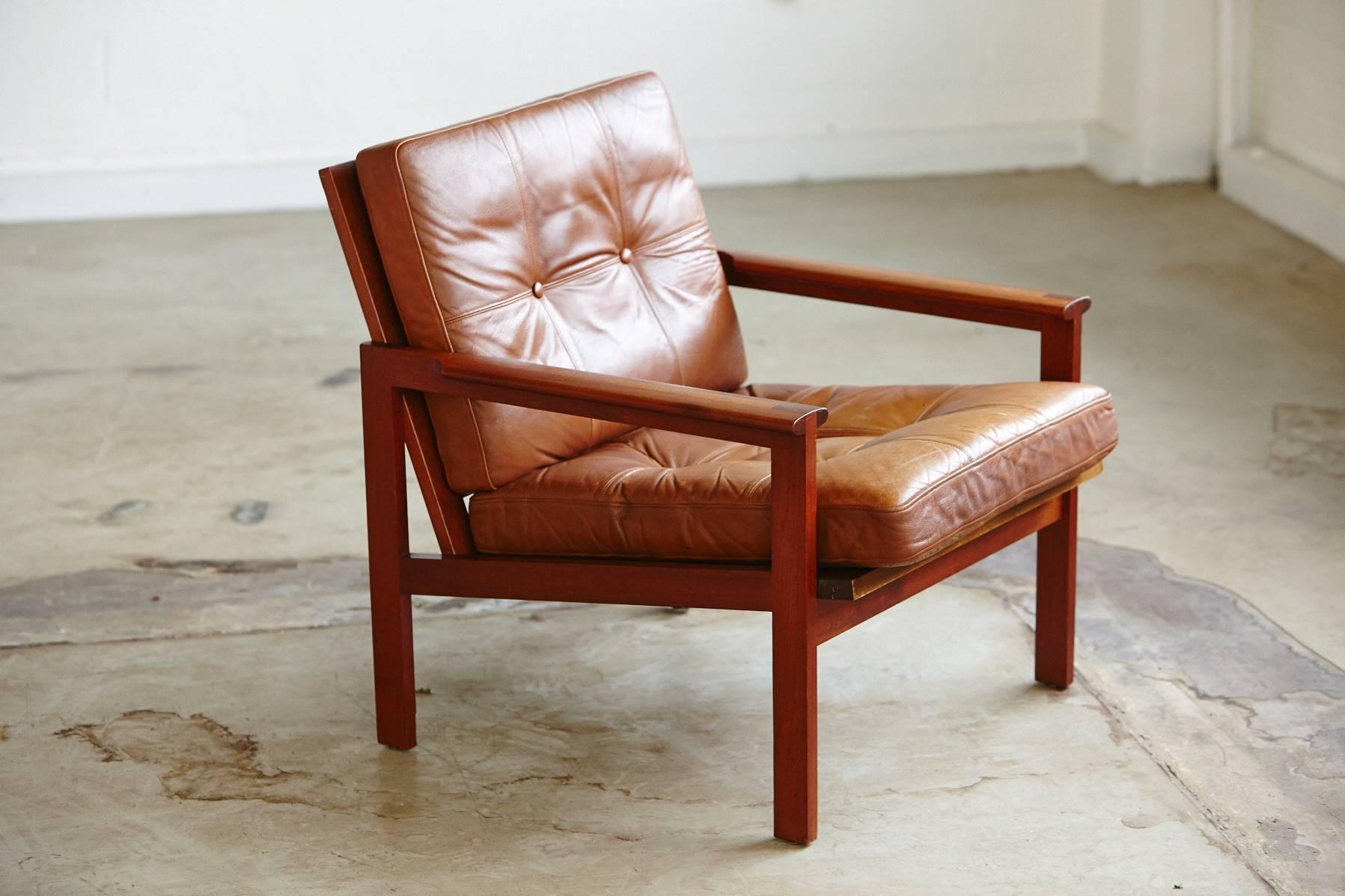 Scandinavian Modern Leather Armchair from the 