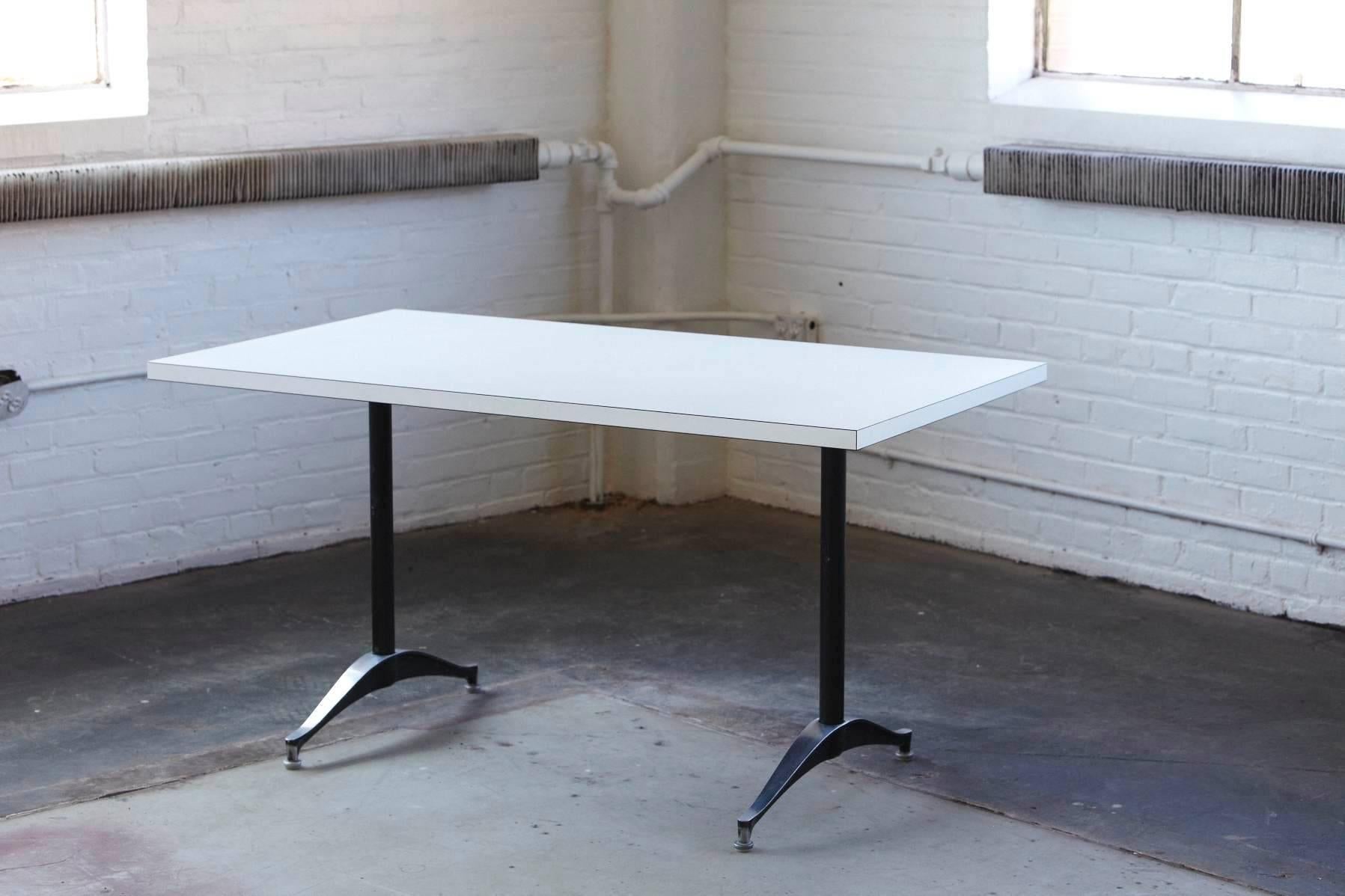 Mid-Century Modern White Rectangular Dining or Work Table by Eames for Herman Miller
