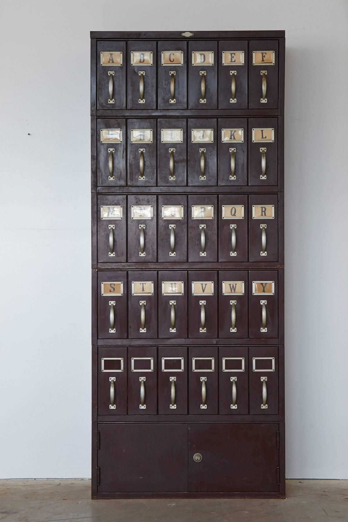 Vintage Industrial Steel Legal Filing Cabinet with 30 Drawers by Art Metal In Good Condition In Pau, FR