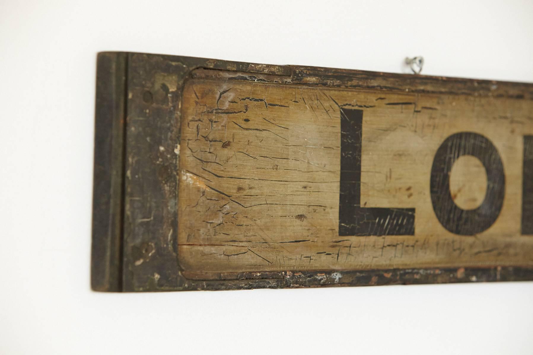 Original Antique Double-Sided Train Station Sign London Only In Distressed Condition In Pau, FR