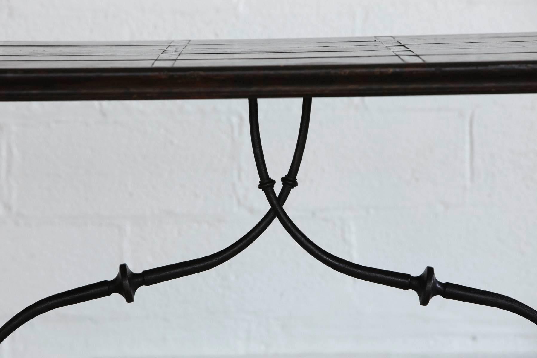 Iron Spanish Colonial Style Stretcher Trestle Table