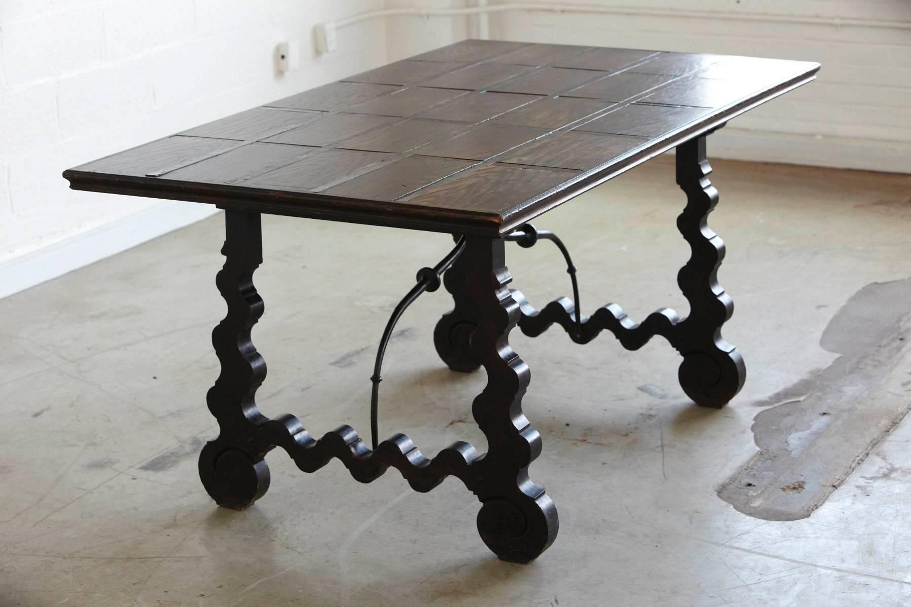 Spanish Colonial Style Stretcher Trestle Table 3