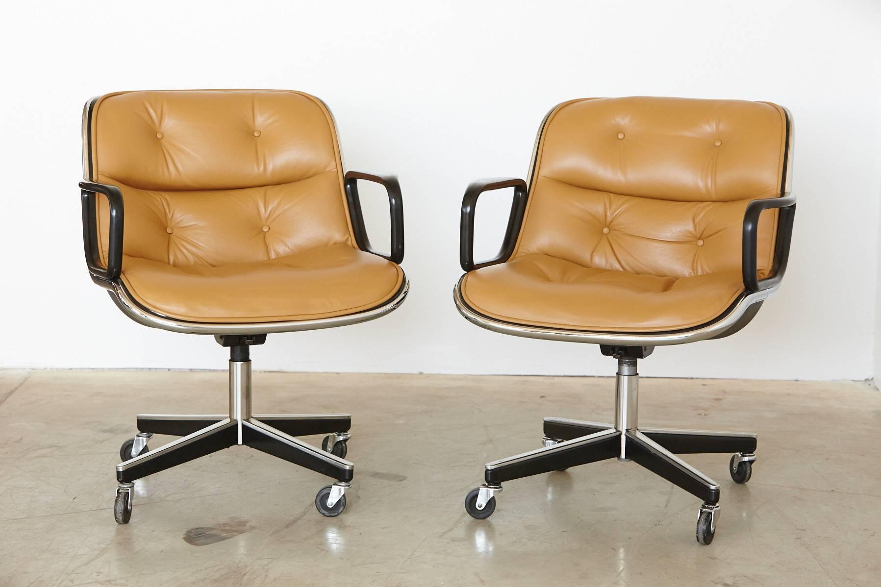 Steel Original Charles Pollock Executive Chair Upholstered in Edelman Leather