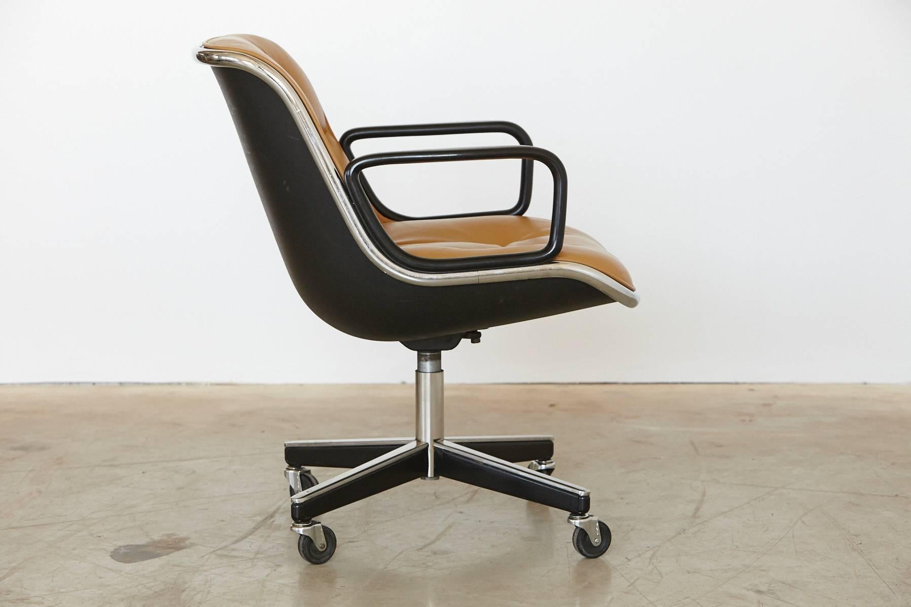 Mid-Century Modern Original Charles Pollock Executive Chair Upholstered in Edelman Leather
