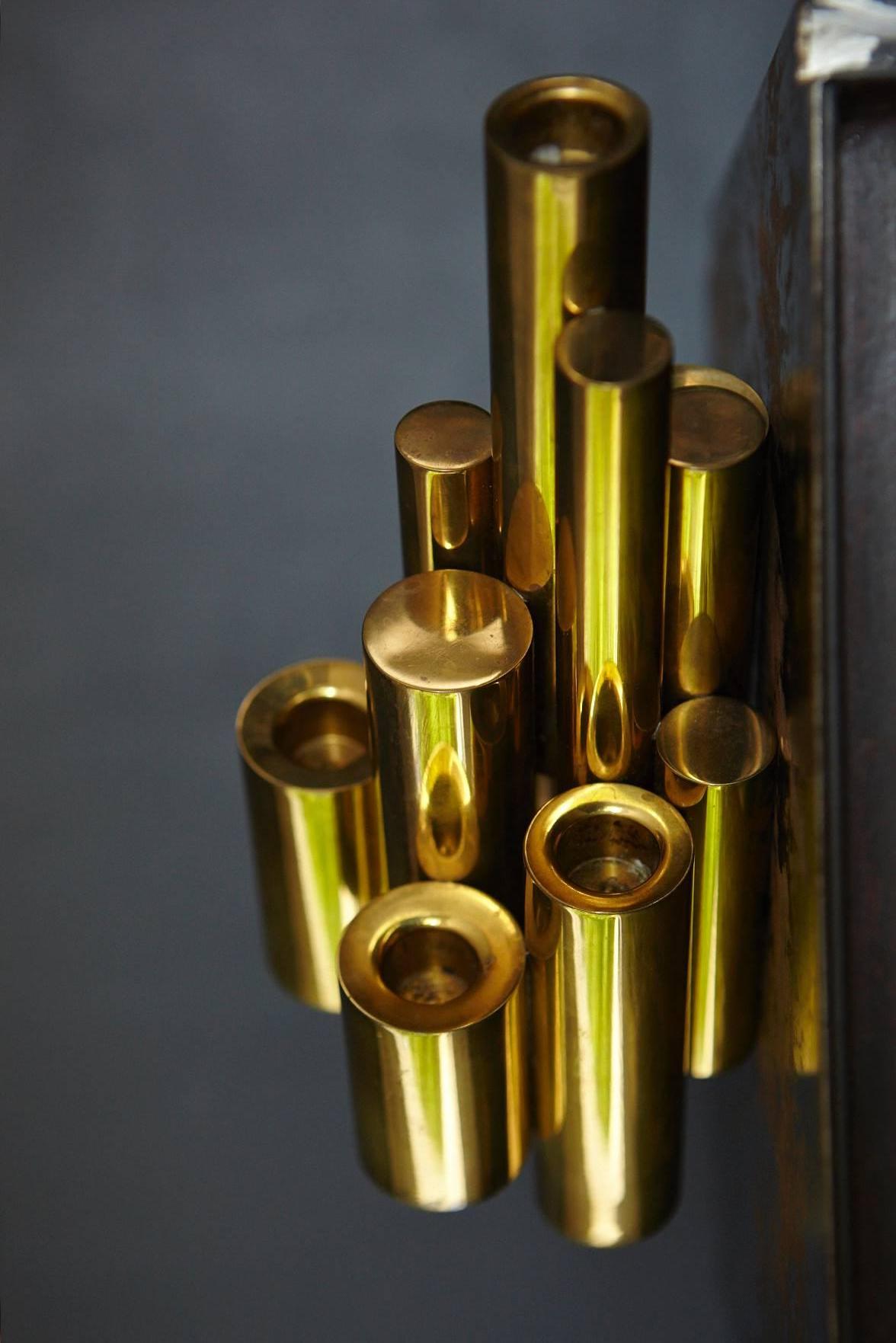 Sculptural Tubular Brass Candleholder in the Style of Gio Ponti for 5 candles 1