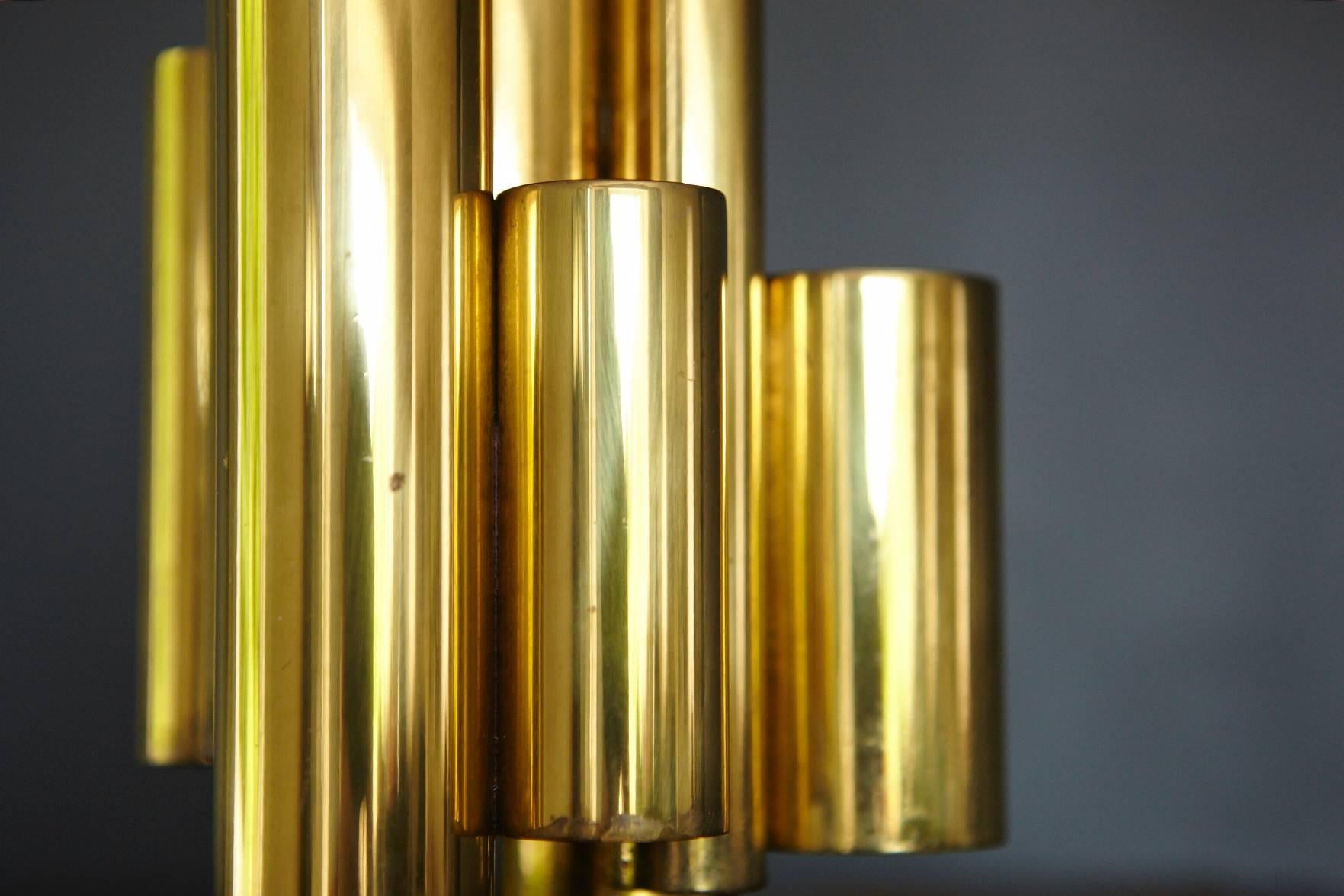 Italian Sculptural Tubular Brass Candleholder in the Style of Gio Ponti for 5 candles