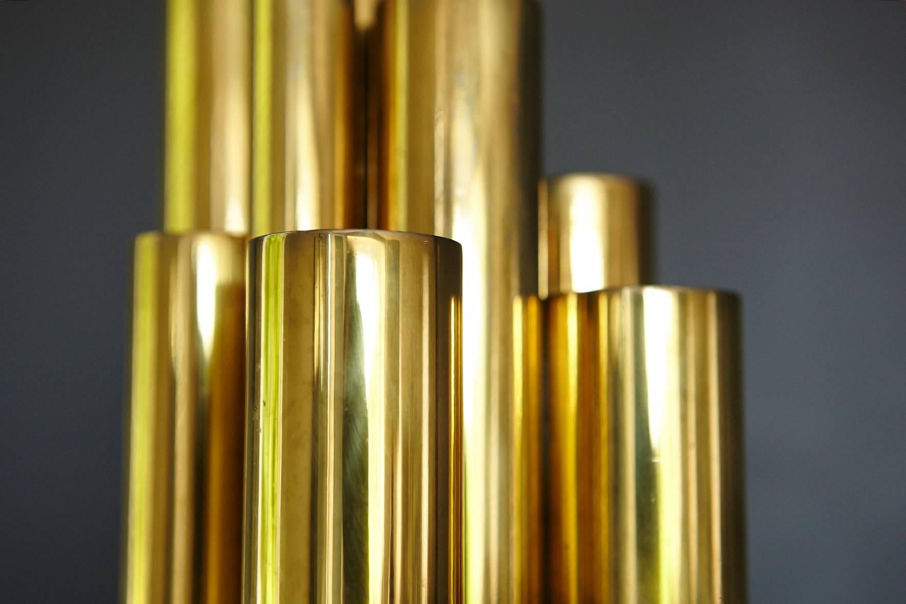 Sculptural Tubular Brass Candleholder in the Style of Gio Ponti for 5 candles In Excellent Condition In Pau, FR