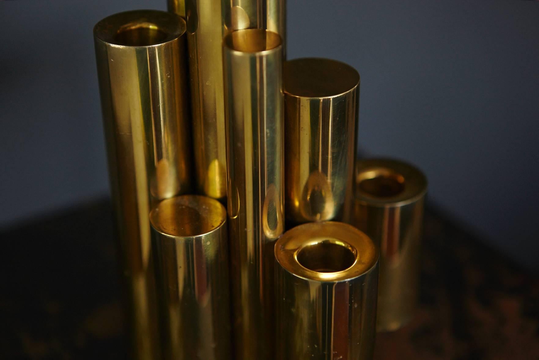 Sculptural Tubular Brass Candleholder in the Style of Gio Ponti for 5 candles 2
