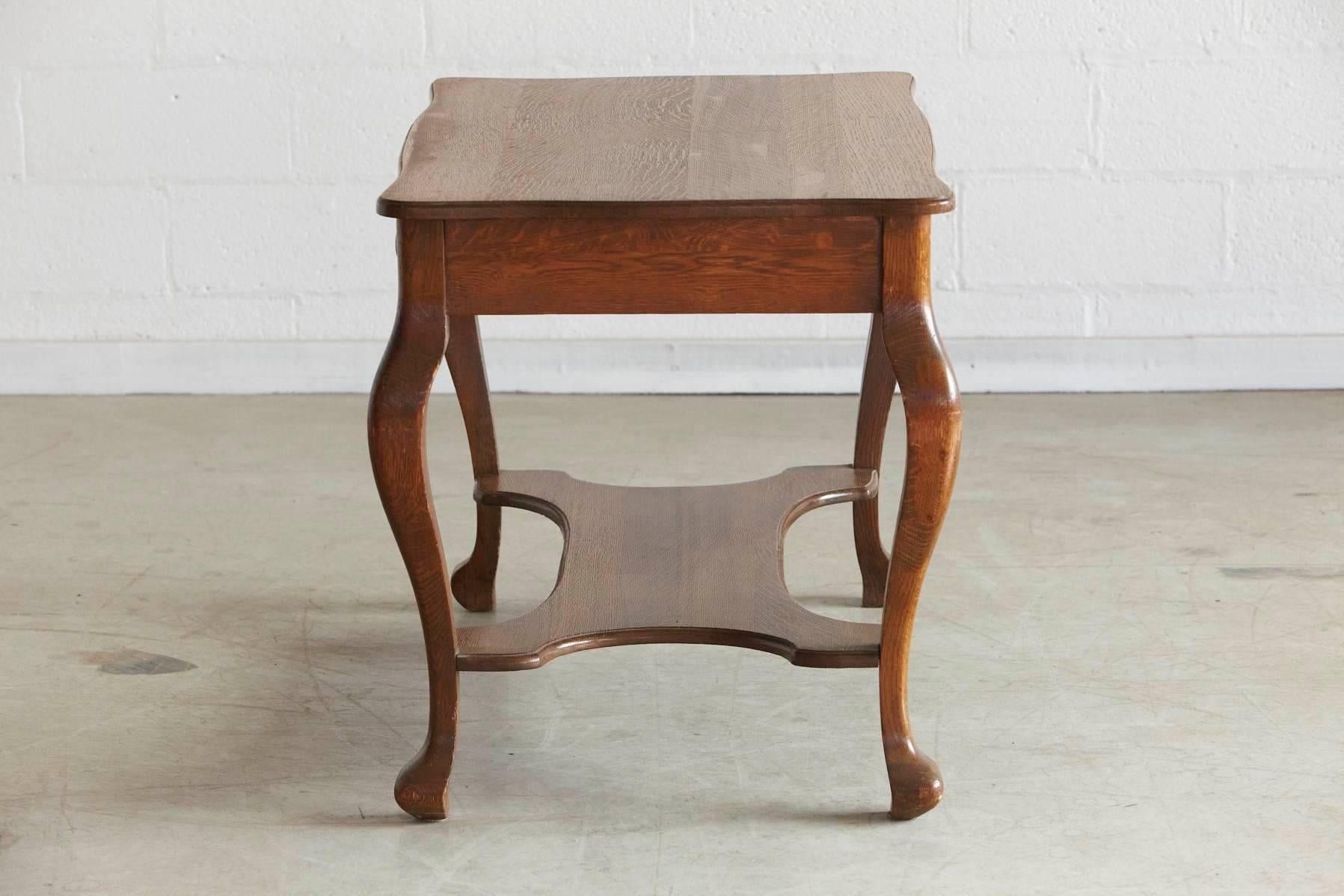 oak library table with drawer
