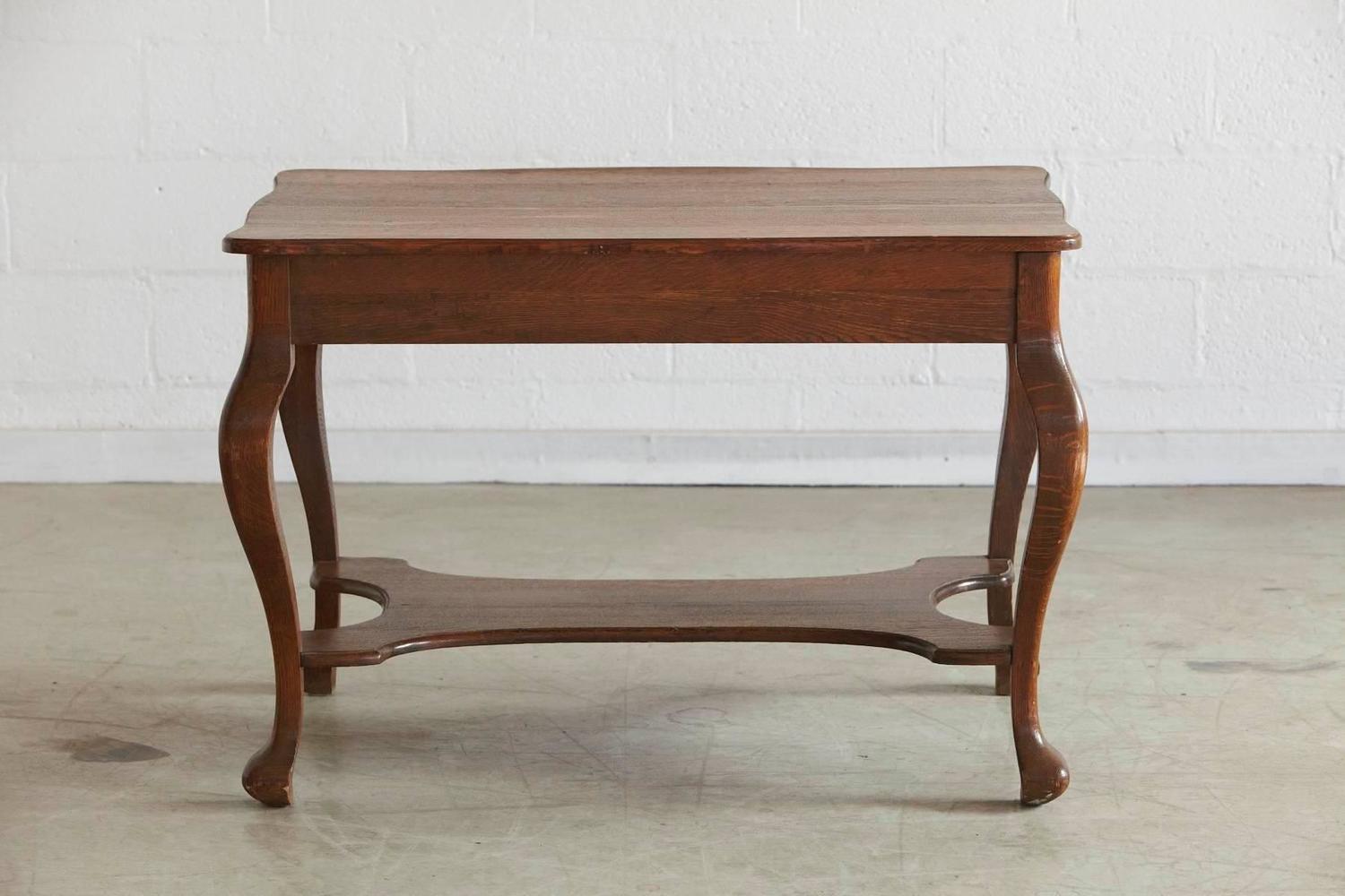 Solid Antique Oak Quartersawn Larkin Library Table with Drawer For Sale