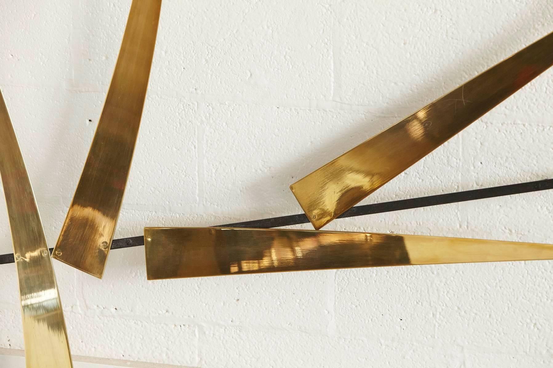 American Large Abstract Brass Wall Sculpture by Joe Sorge
