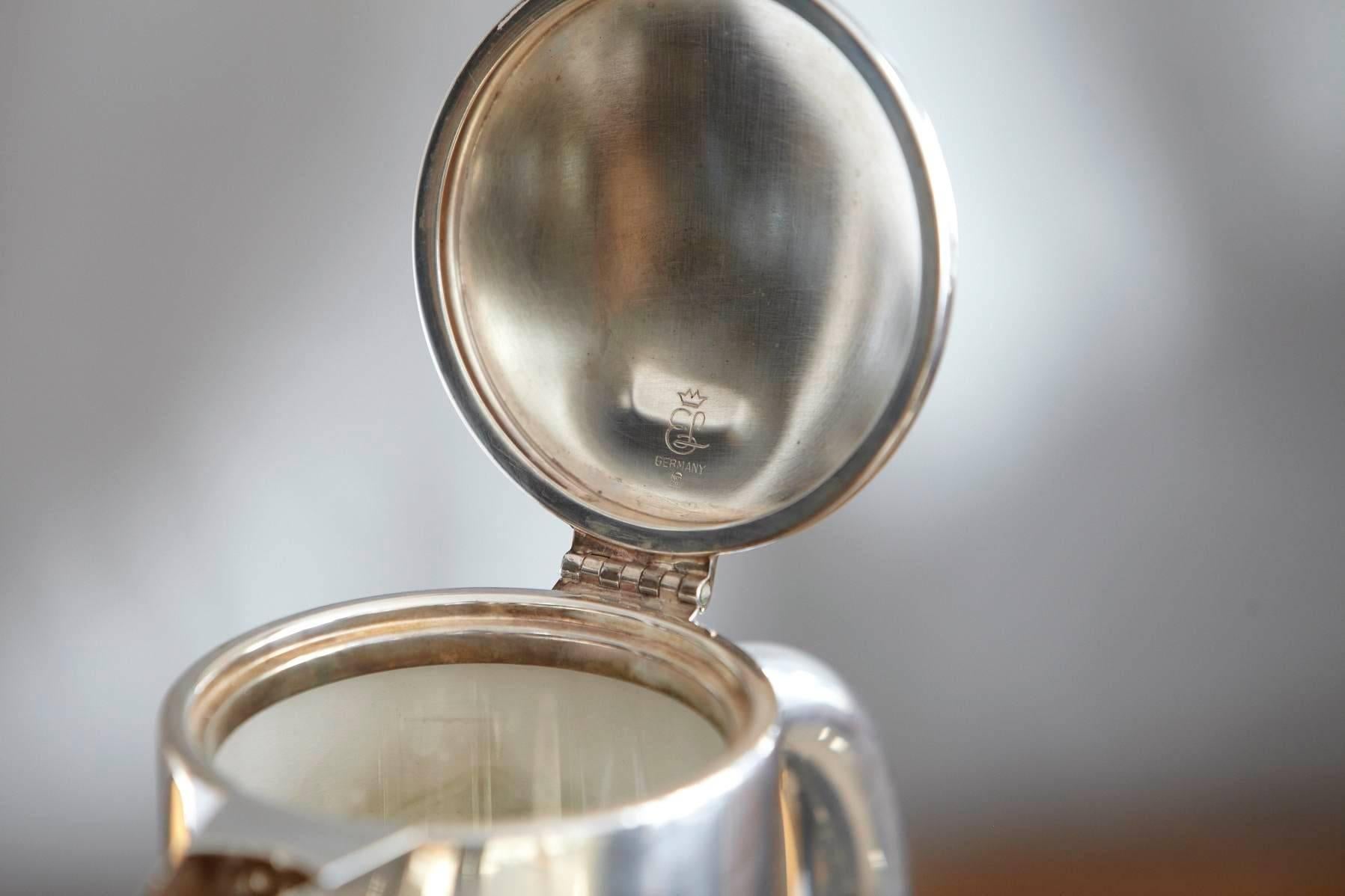Mid-20th Century Silver Plate and Glass Water Carafe by Eisenberg Lozano, Made in Germany 