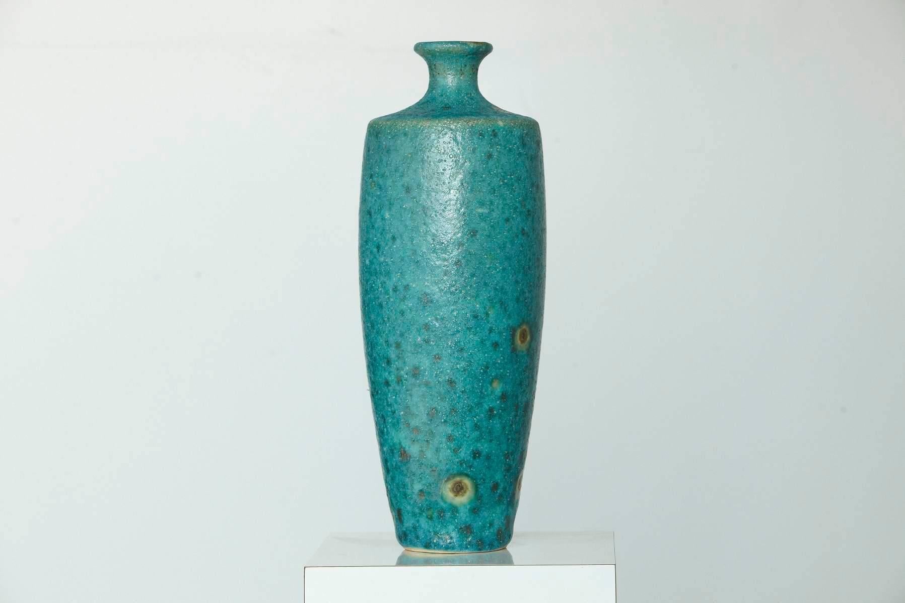 teal ceramic vase