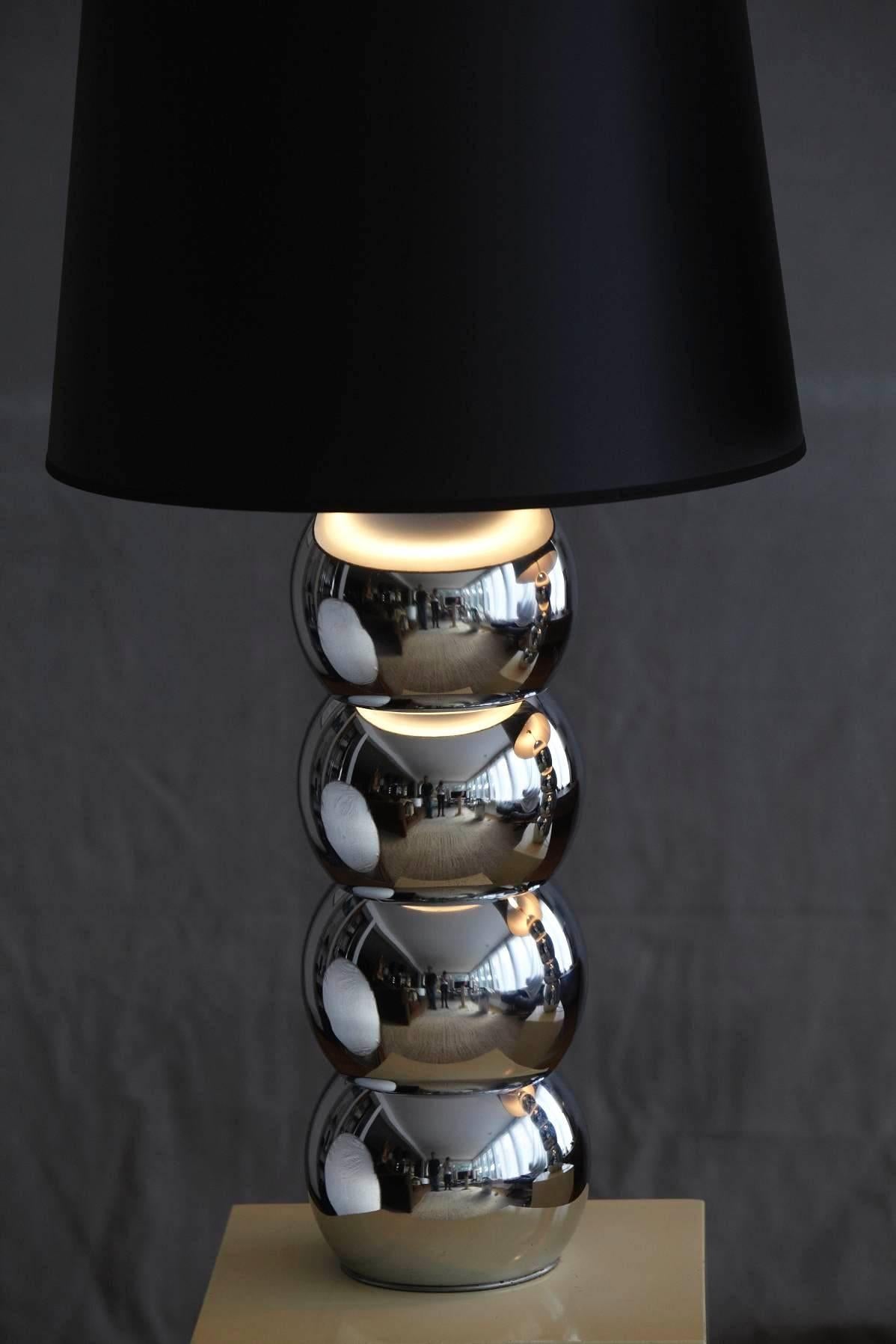 Mid-Century Modern Pair of George Kovacs Stacked Chrome Ball Table Lamps