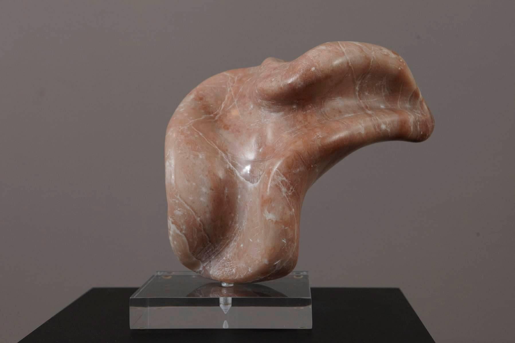 American Abstract Portuguese Pink Marble Sculpture on Lucite Base For Sale