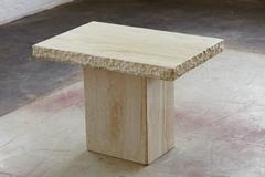 Maurice Villency Travertine Side Table with Sculpted Rough Edges