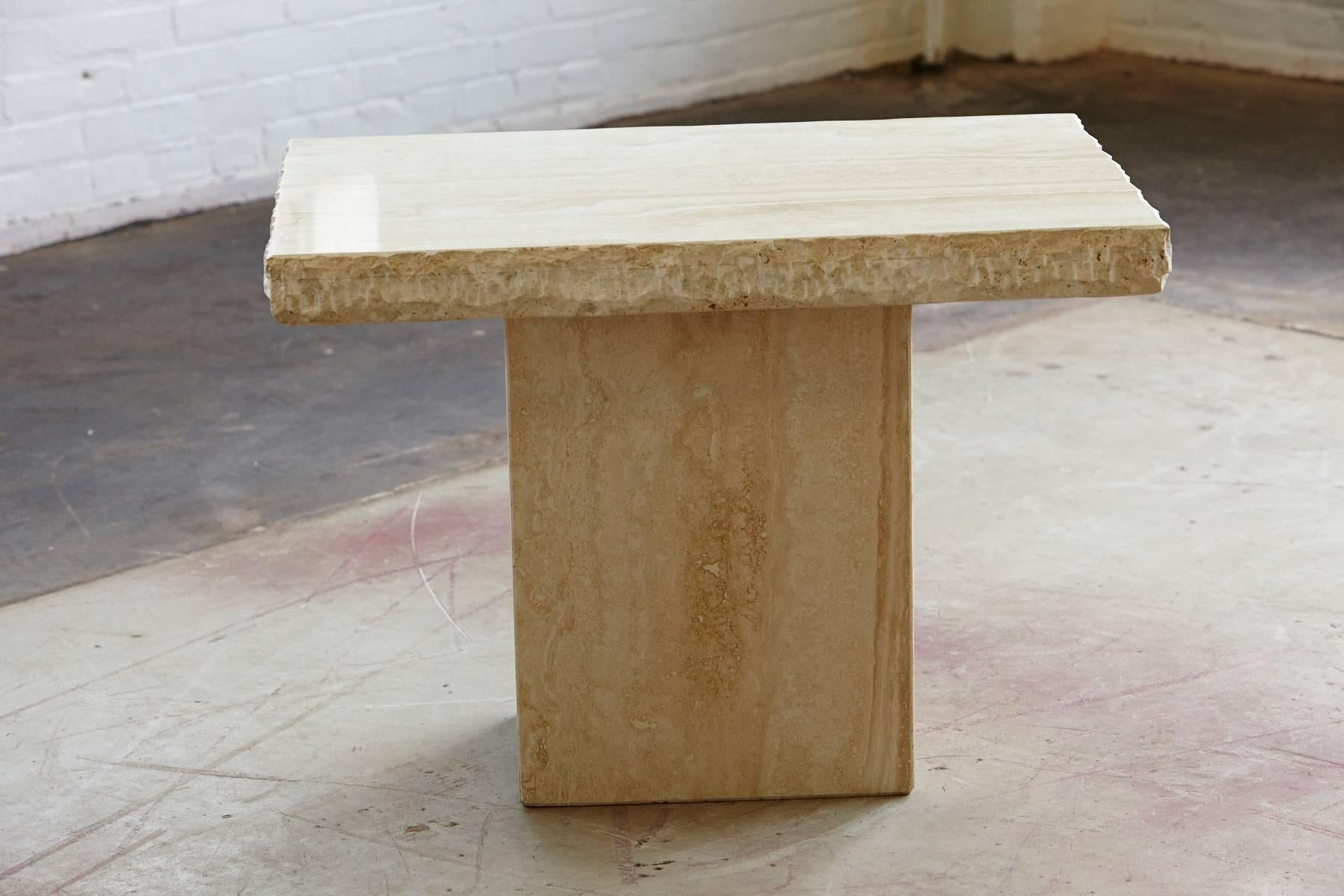 Maurice Villency Travertine Side Table with Sculpted Rough Edges In Excellent Condition In Pau, FR