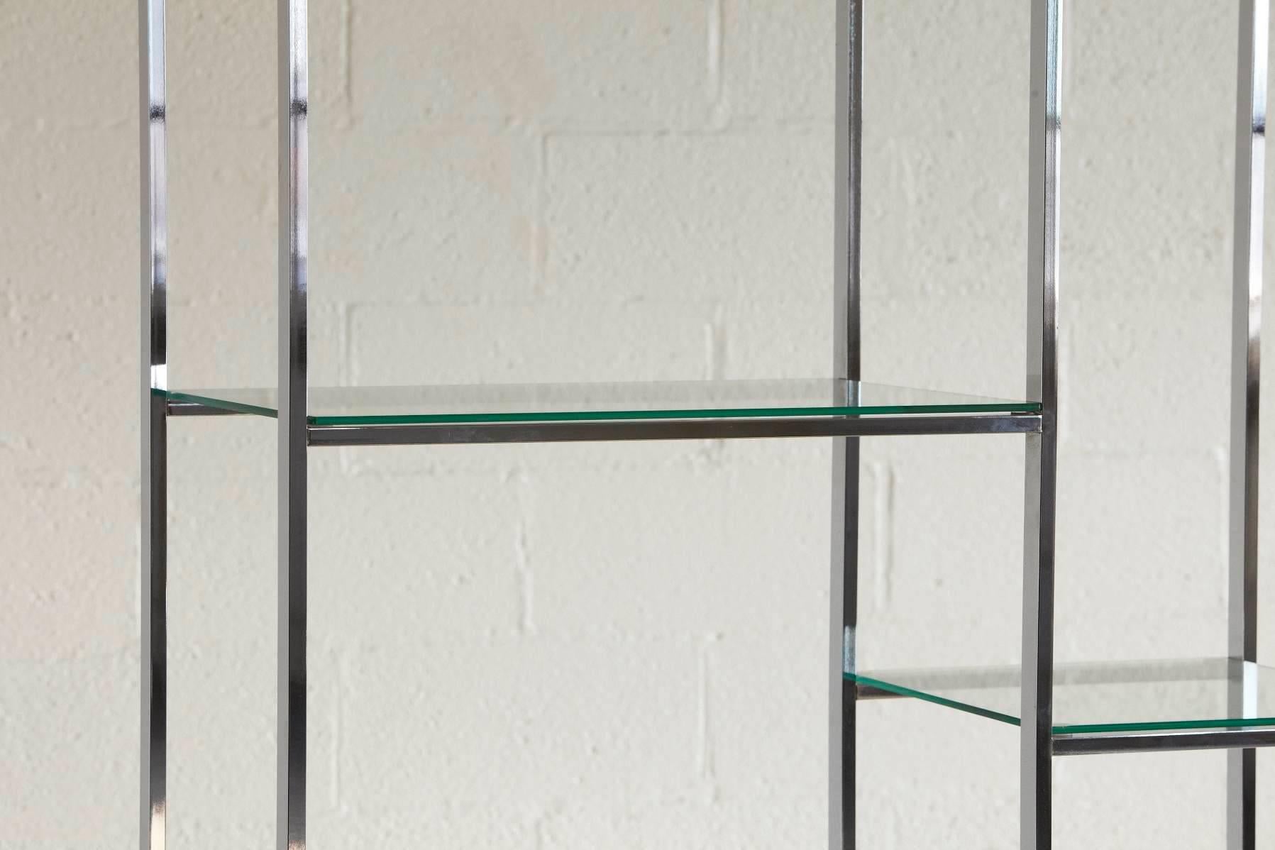 American Chrome and Glass Etagere in the Style of Milo Baughman