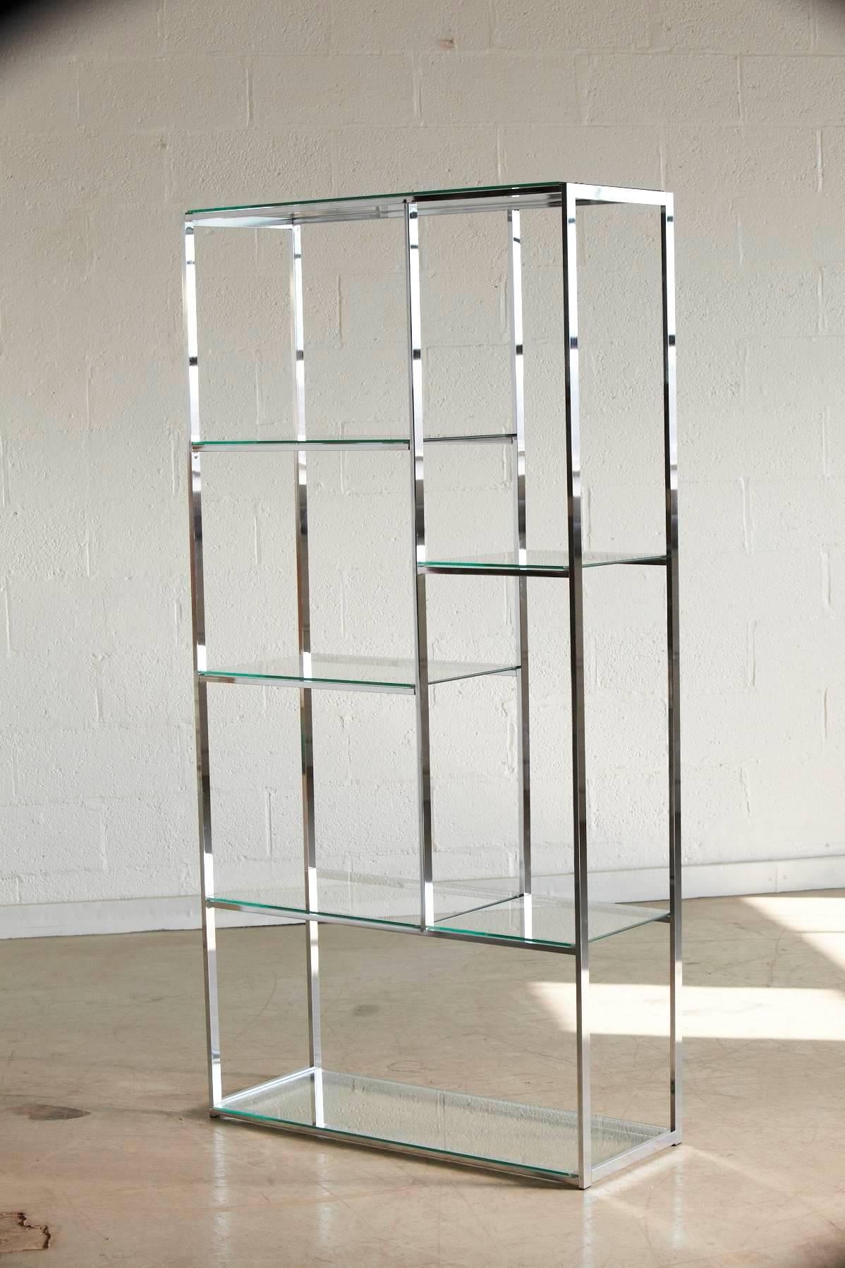 Chrome and Glass Etagere in the Style of Milo Baughman 3