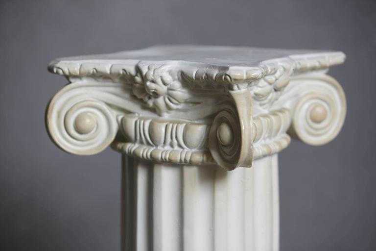 Greek Style Plaster Pedestal or Column with Chapiteau in New Ionic