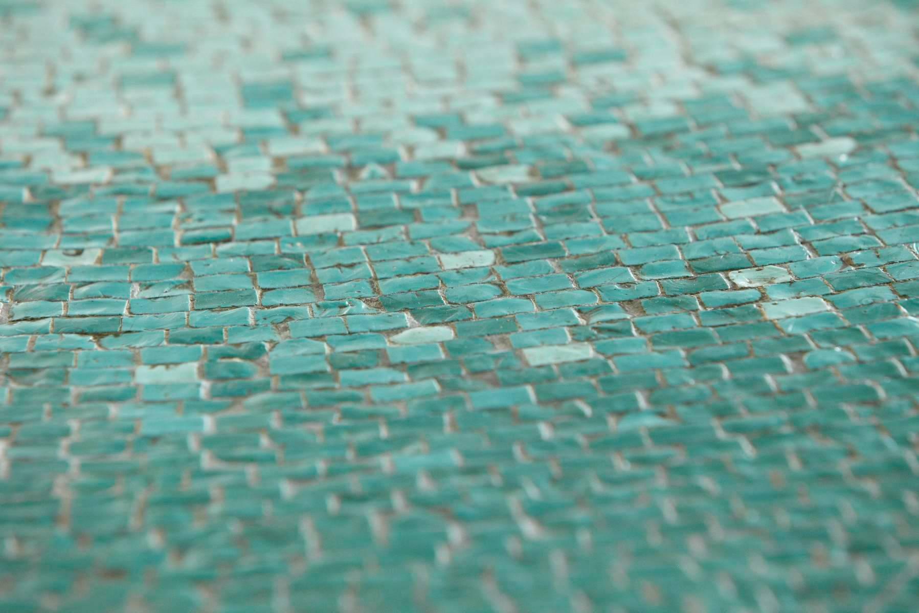 Mid-20th Century Aquamarine Mosaic Tile Table Attributed to Gordon Martz, Marshall Studio