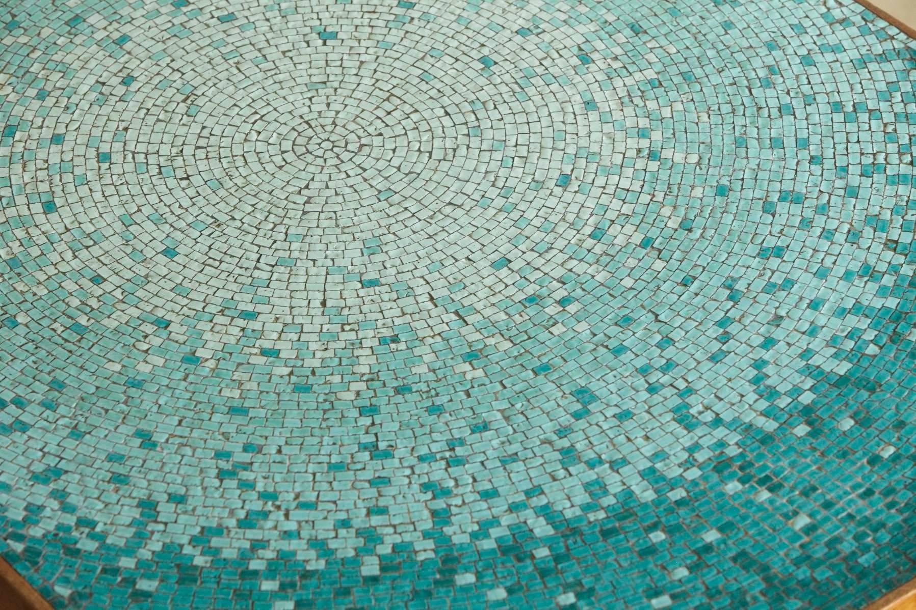 Aquamarine Mosaic Tile Table Attributed to Gordon Martz, Marshall Studio 2
