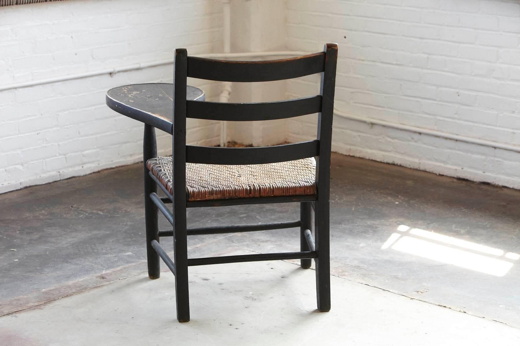 American Antique Charred or Burnt Oak Tablet Armchair
