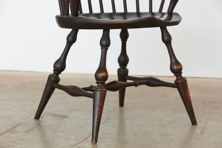 Vintage Bowback Windsor Armchair In Black Crackle Maple By D R