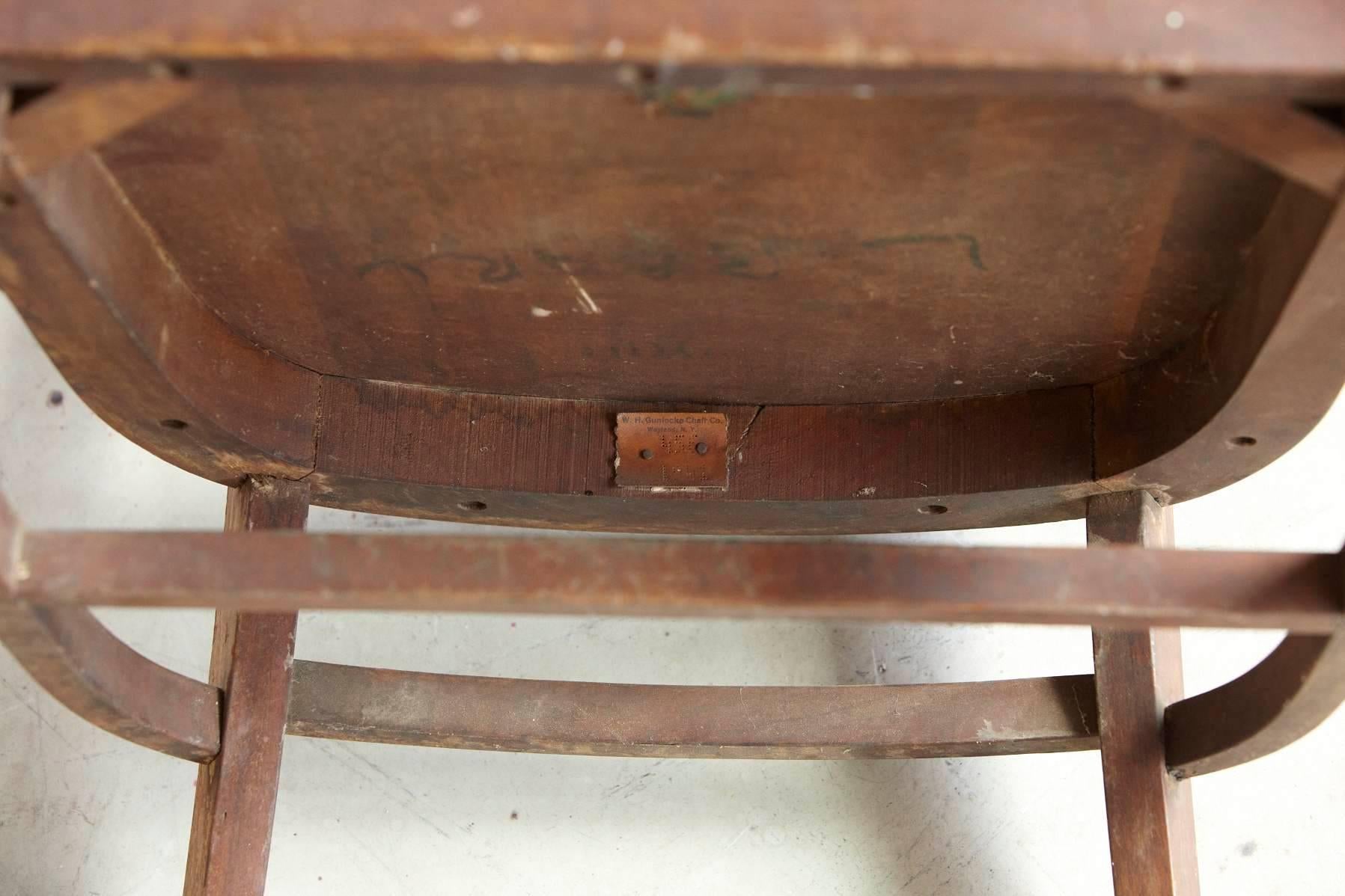 American 1920s Solid Oak Office Armchair by W.H. Gunlocke Chair Co, Wayland, NY