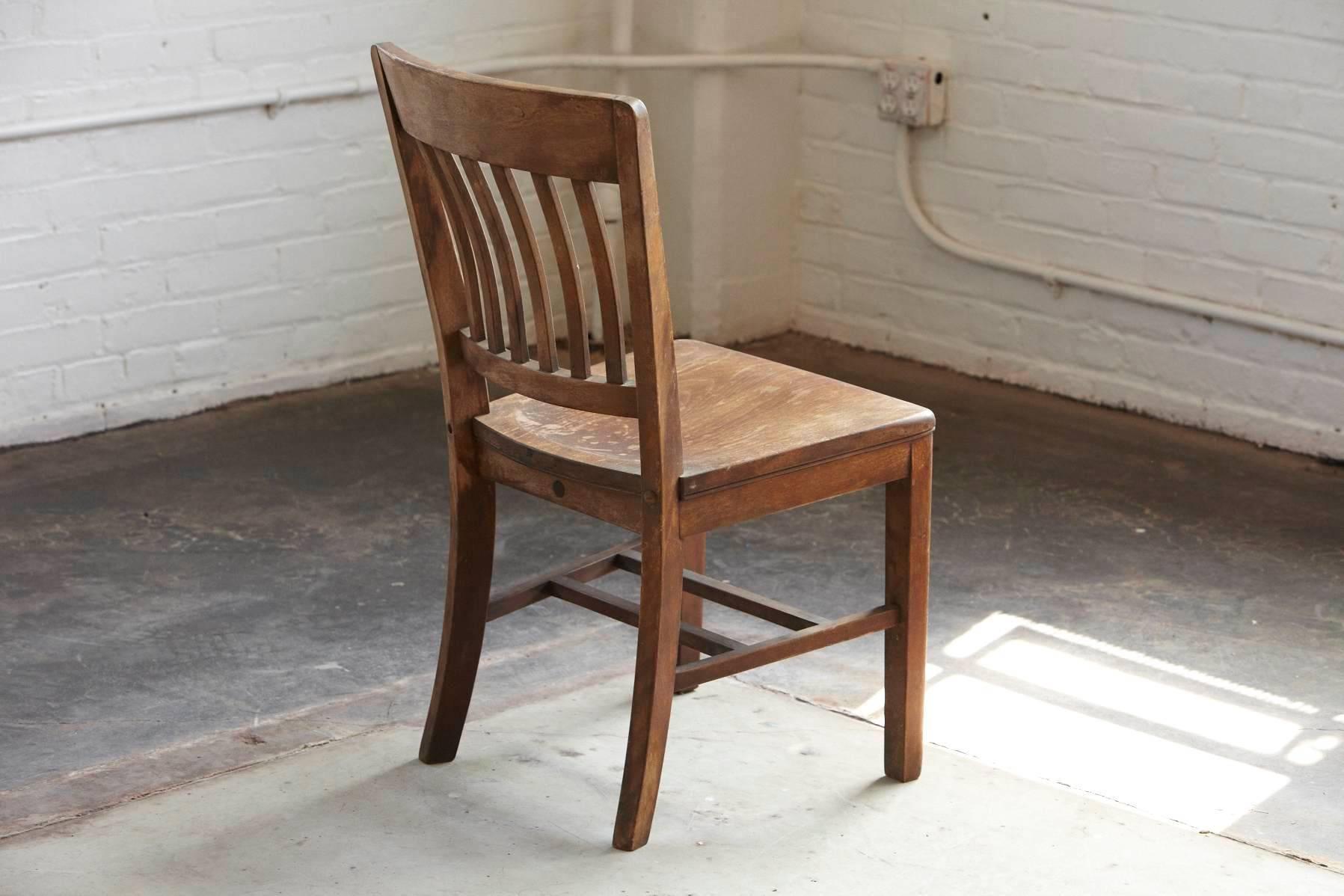 Industrial 1920s Solid Oak Office Chair by W.H. Gunlocke Chair Co
